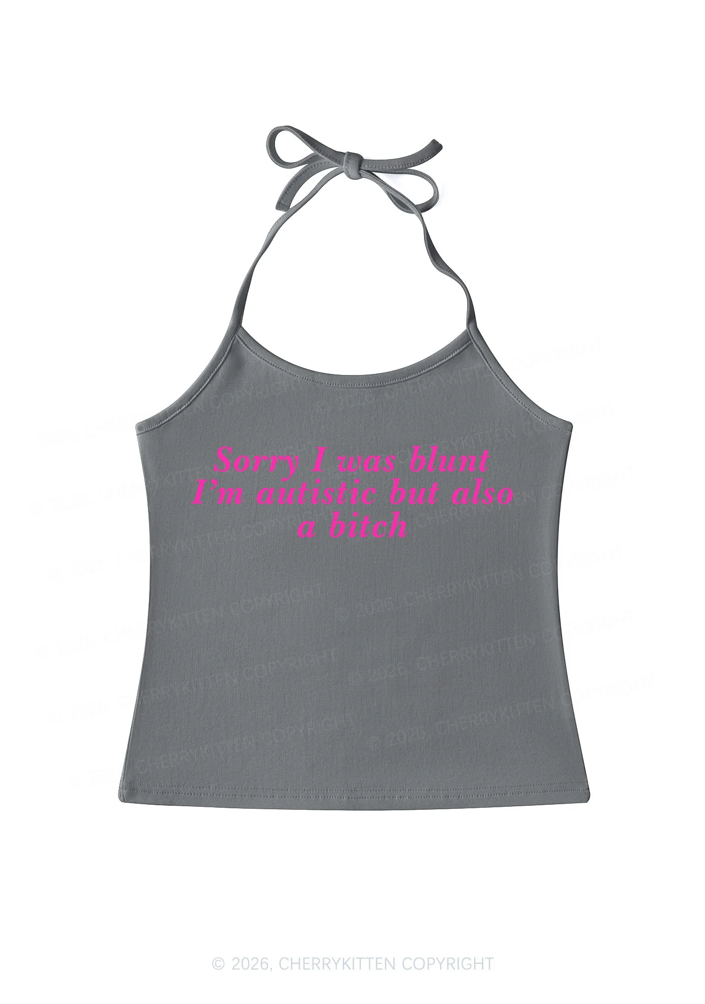 Sorry I Was Blunt Y2K Halter Neck Cami Cherrykitten - Image 10