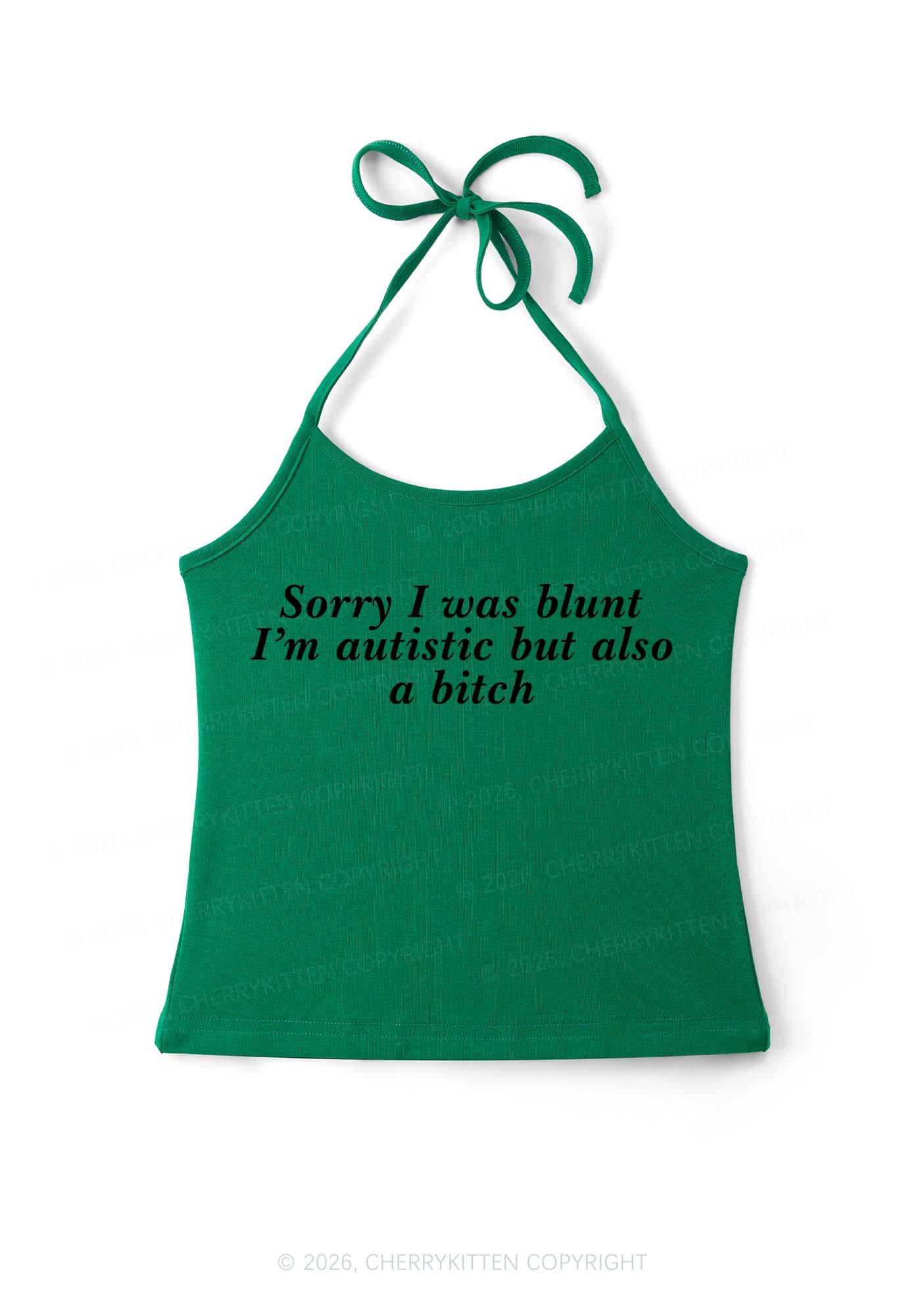Sorry I Was Blunt Y2K Halter Neck Cami Cherrykitten - Image 11