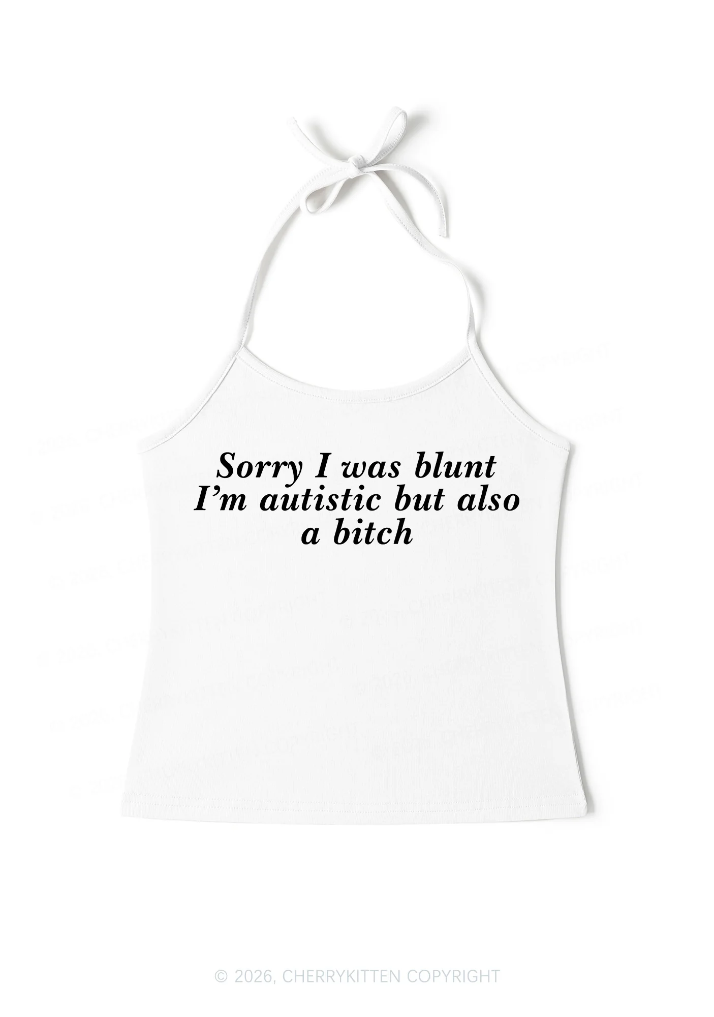 Sorry I Was Blunt Y2K Halter Neck Cami Cherrykitten - Image 3