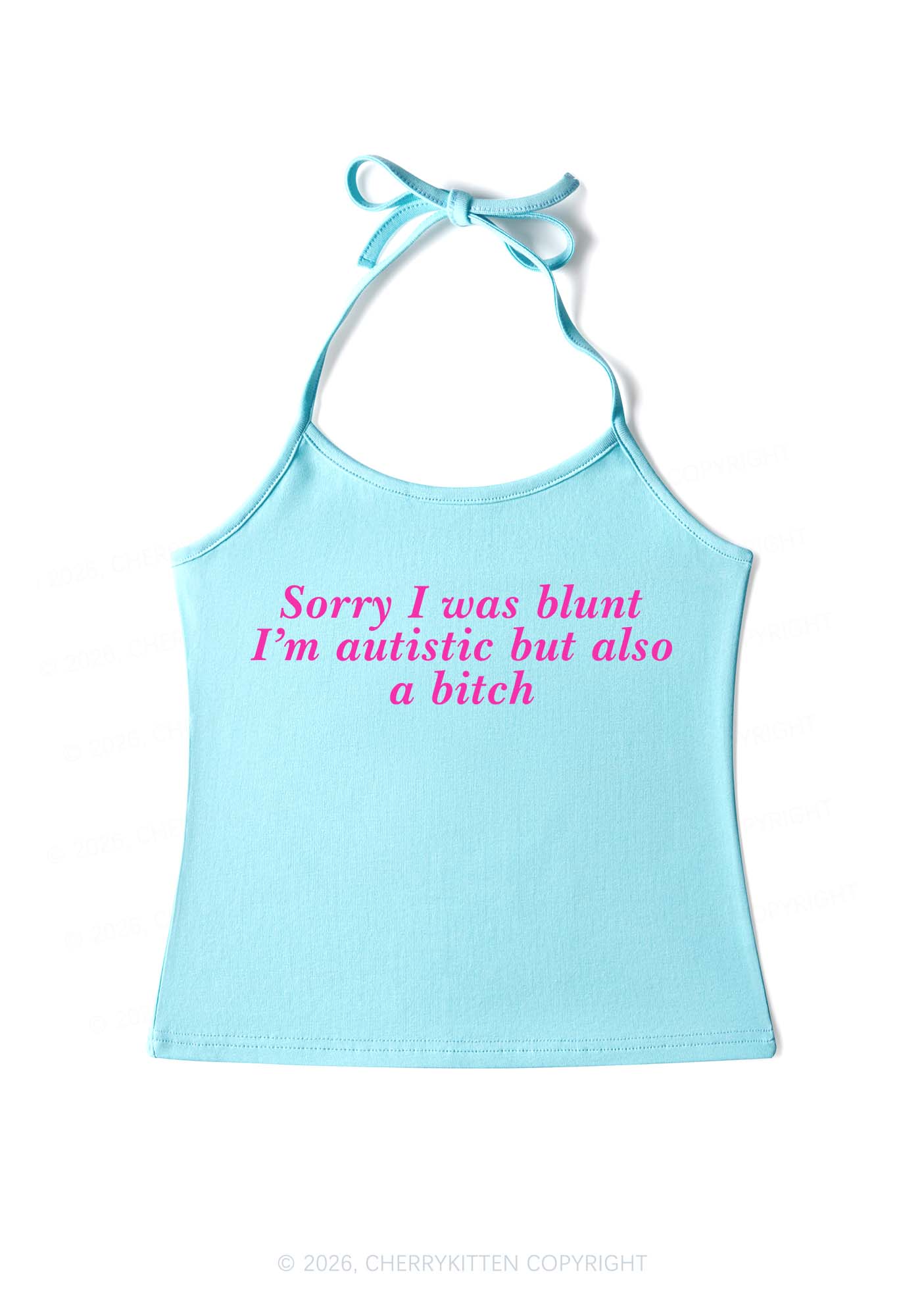 Sorry I Was Blunt Y2K Halter Neck Cami Cherrykitten - Image 5