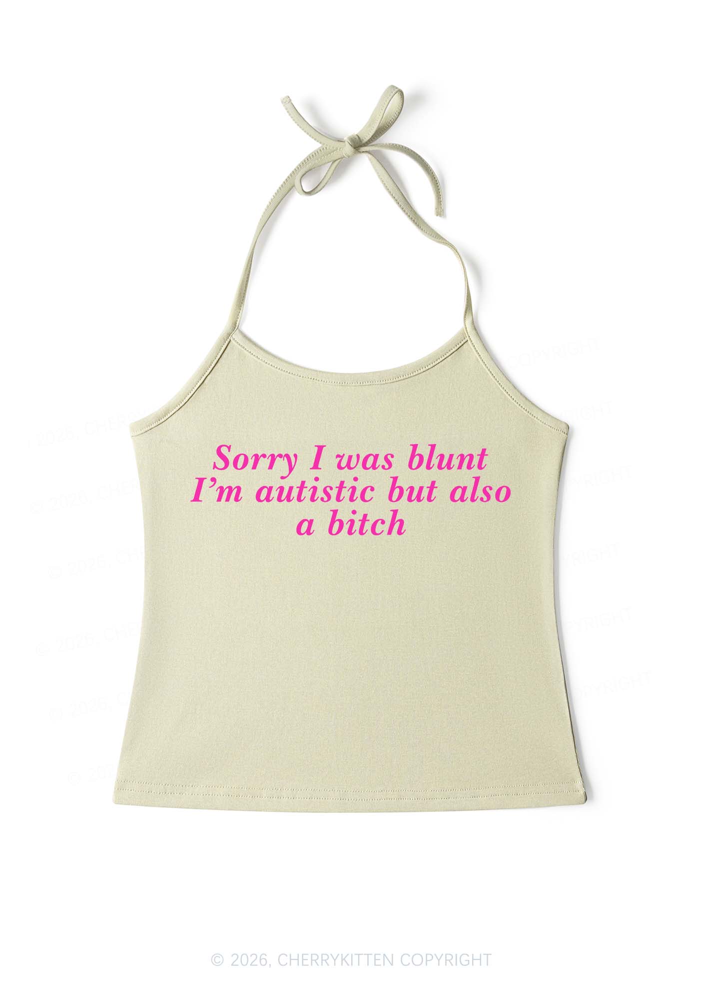 Sorry I Was Blunt Y2K Halter Neck Cami Cherrykitten - Image 6