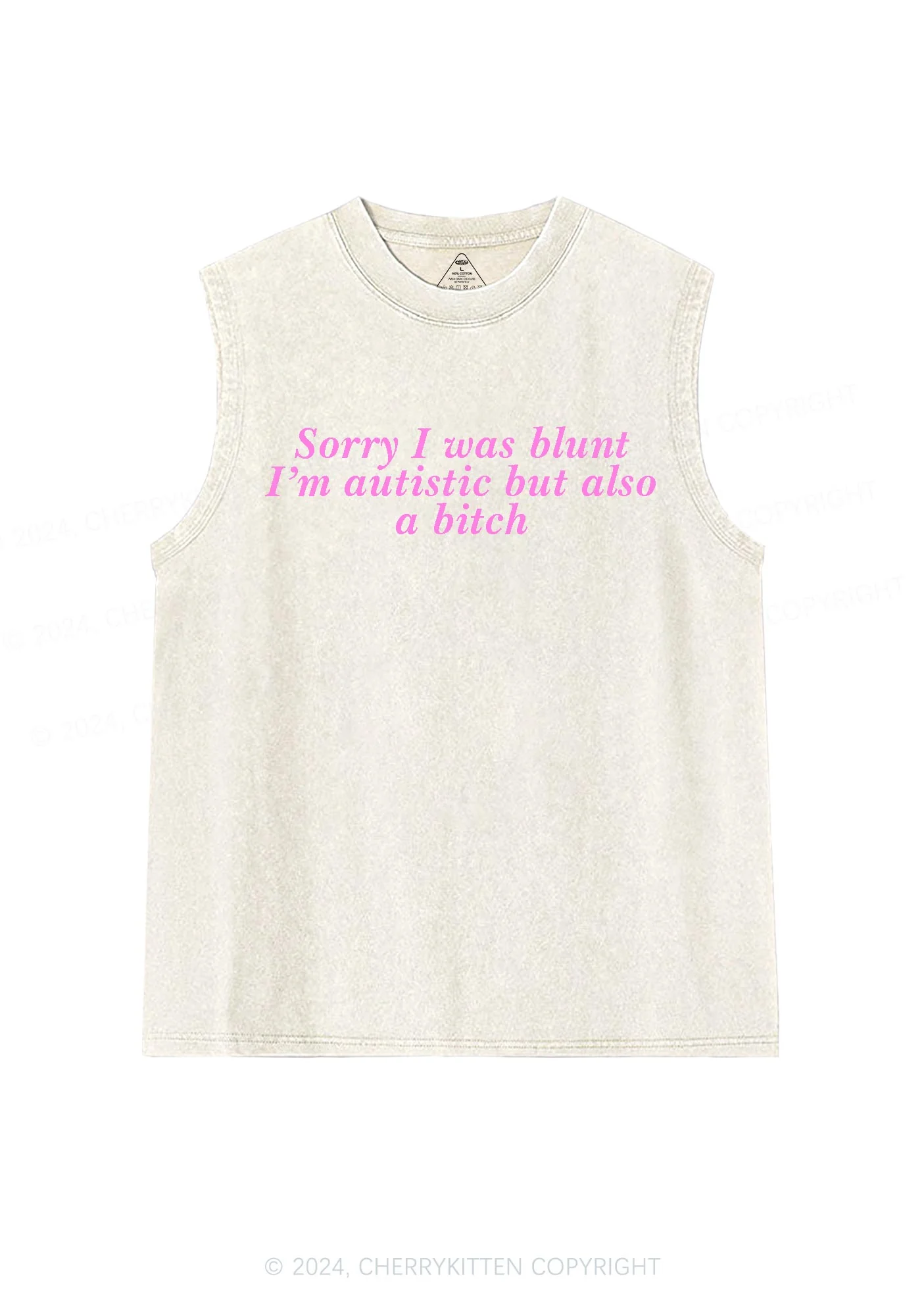 Sorry I Was Blunt Y2K Washed Tank Cherrykitten - Image 3