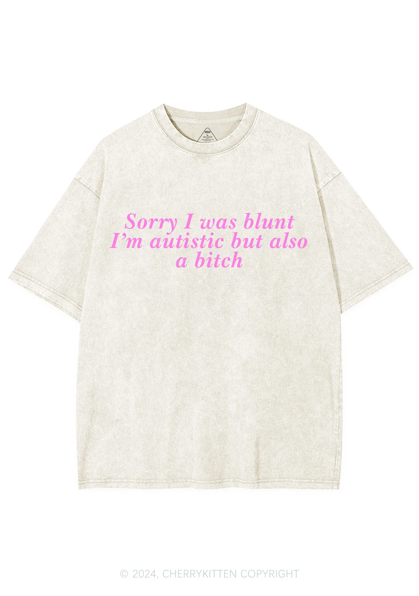 Sorry I Was Blunt Y2K Washed Tee Cherrykitten - Image 3