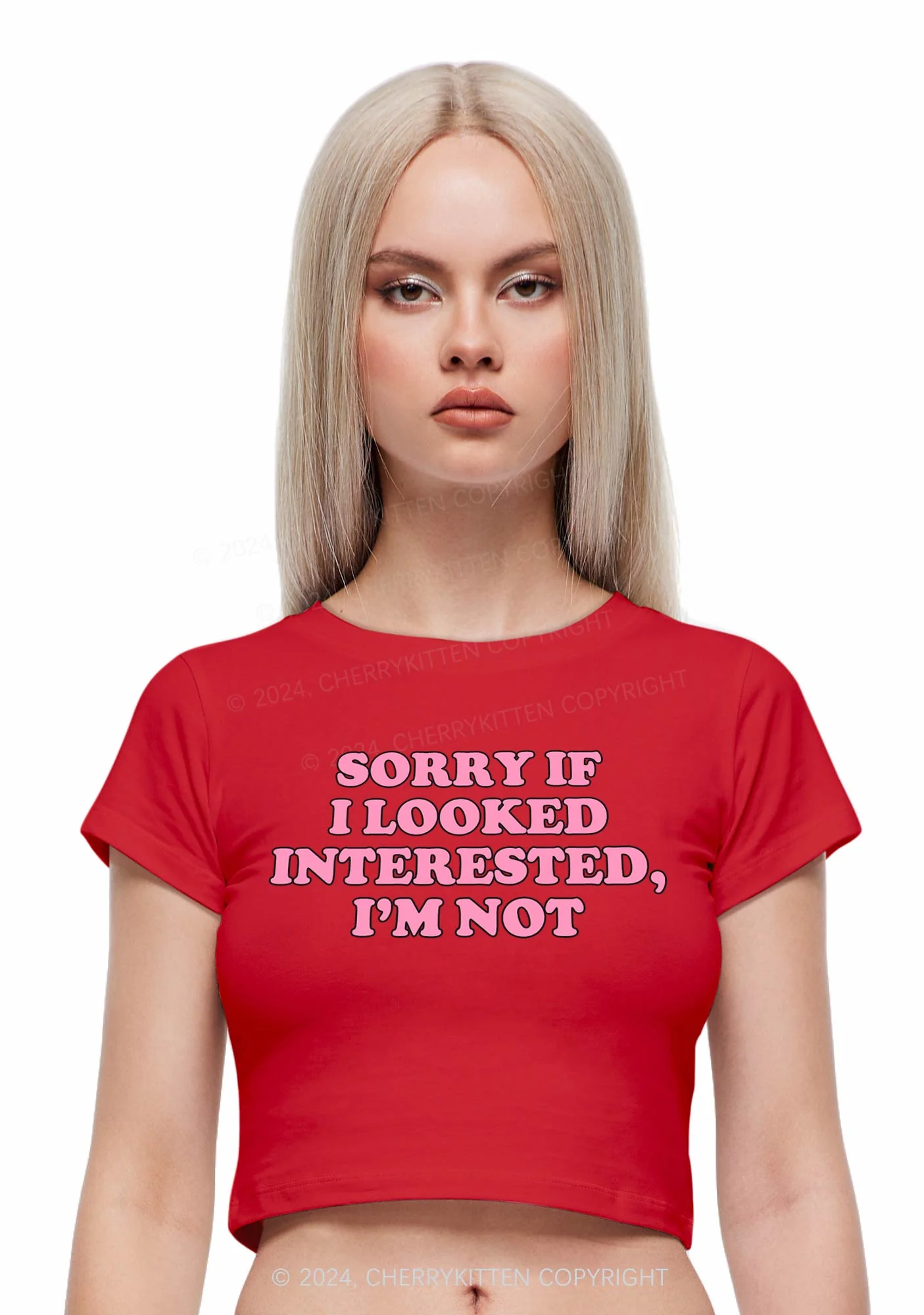 Sorry If I Looked Y2K Baby Tee Cherrykitten - Image 2