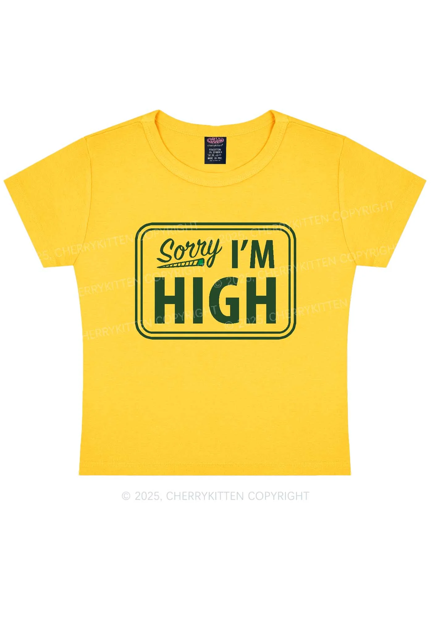 Sorry Im High Y2K Baby Tee Cherrykitten - Image 3