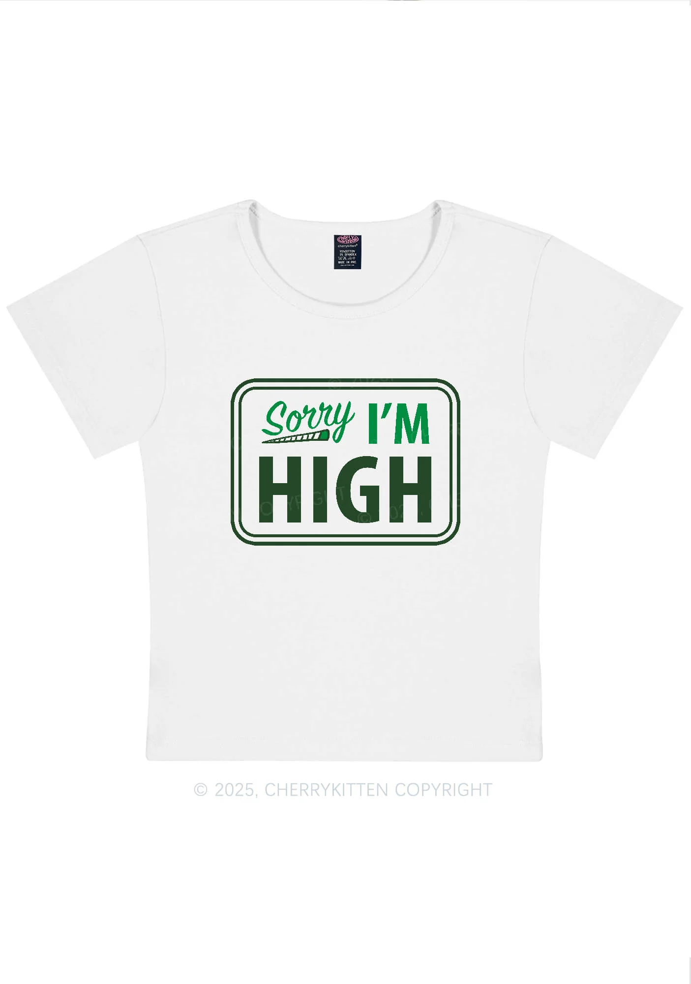 Sorry Im High Y2K Baby Tee Cherrykitten - Image 4