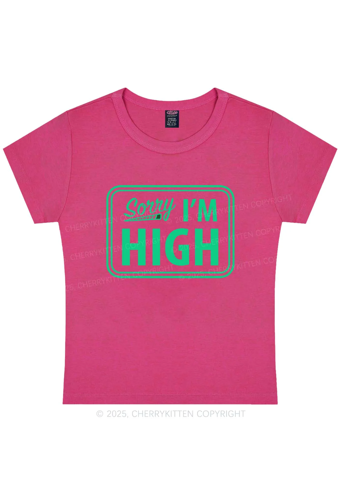 Sorry Im High Y2K Baby Tee Cherrykitten - Image 6