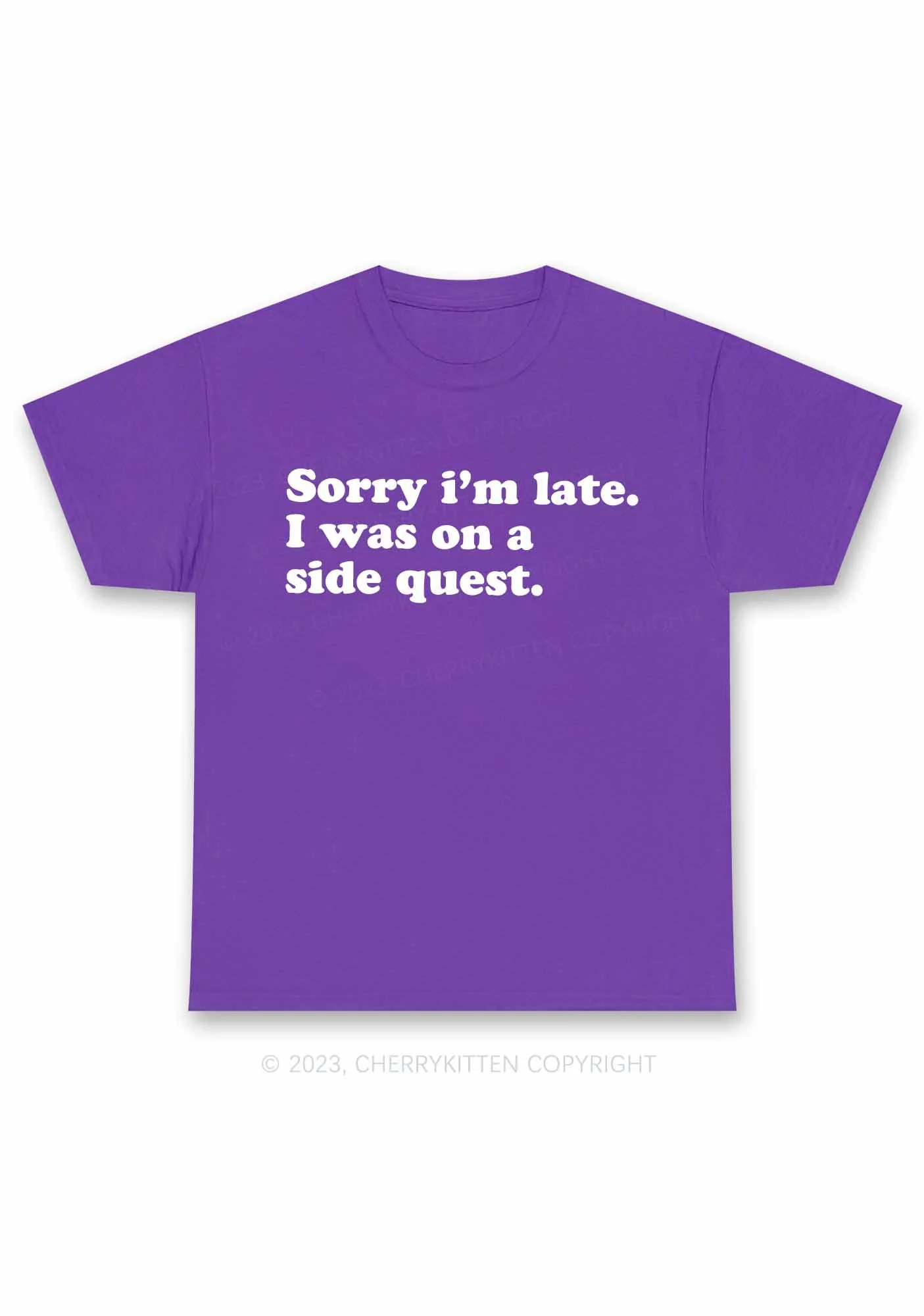 Sorry I'm Late I Was On A Side Quest Y2K Chunky Shirt Cherrykitten - Image 3