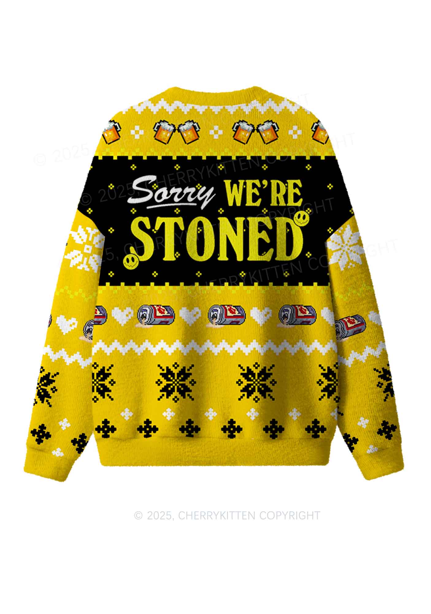 Sorry We Are Stoned Y2K Christmas Knit Sweatshirt Cherrykitten - Image 2