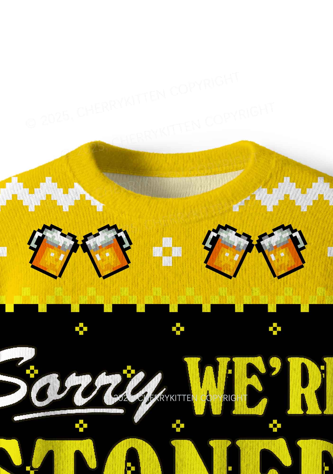 Sorry We Are Stoned Y2K Christmas Knit Sweatshirt Cherrykitten - Image 5