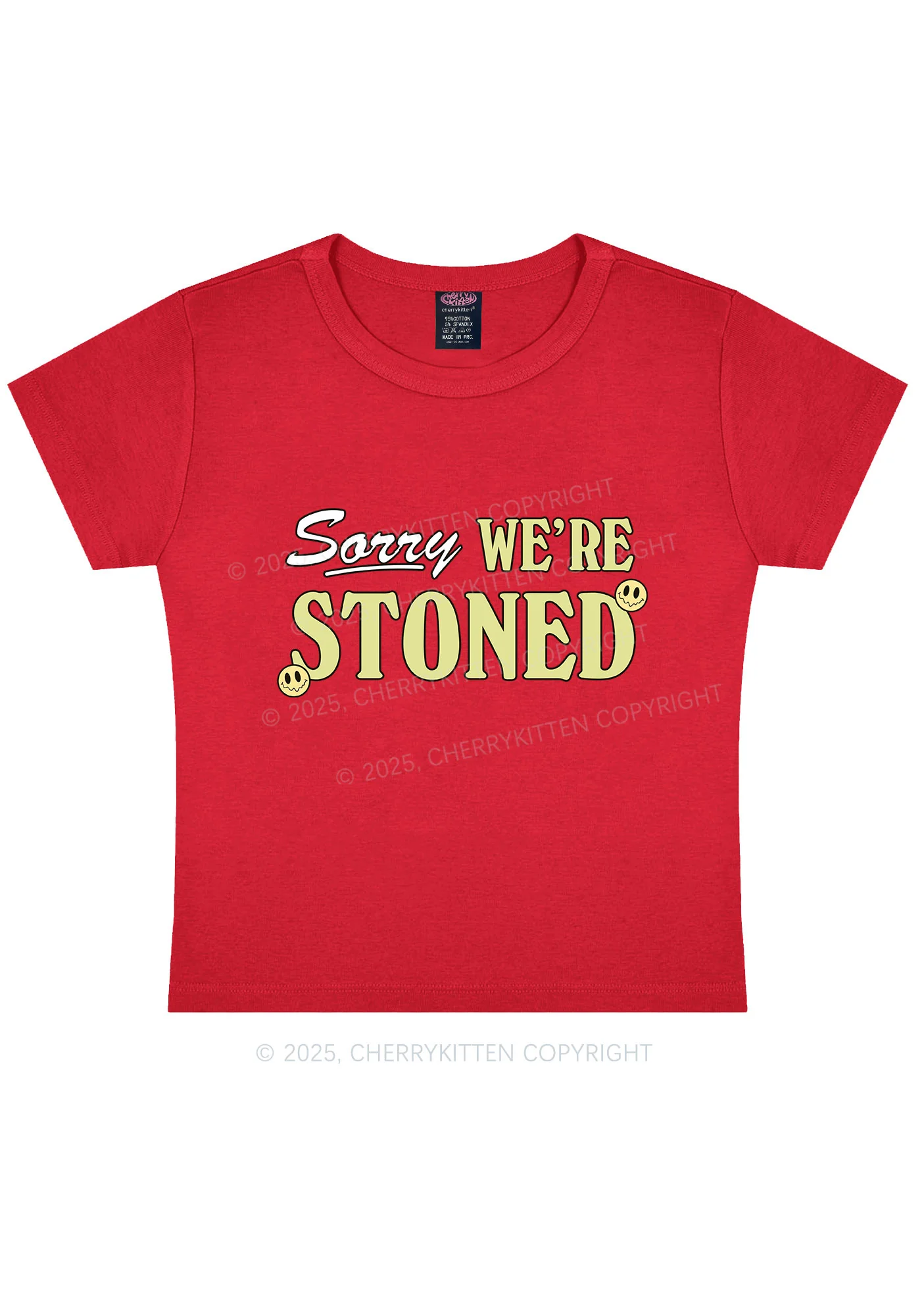 Sorry We're Stoned Y2K Baby Tee - Image 3