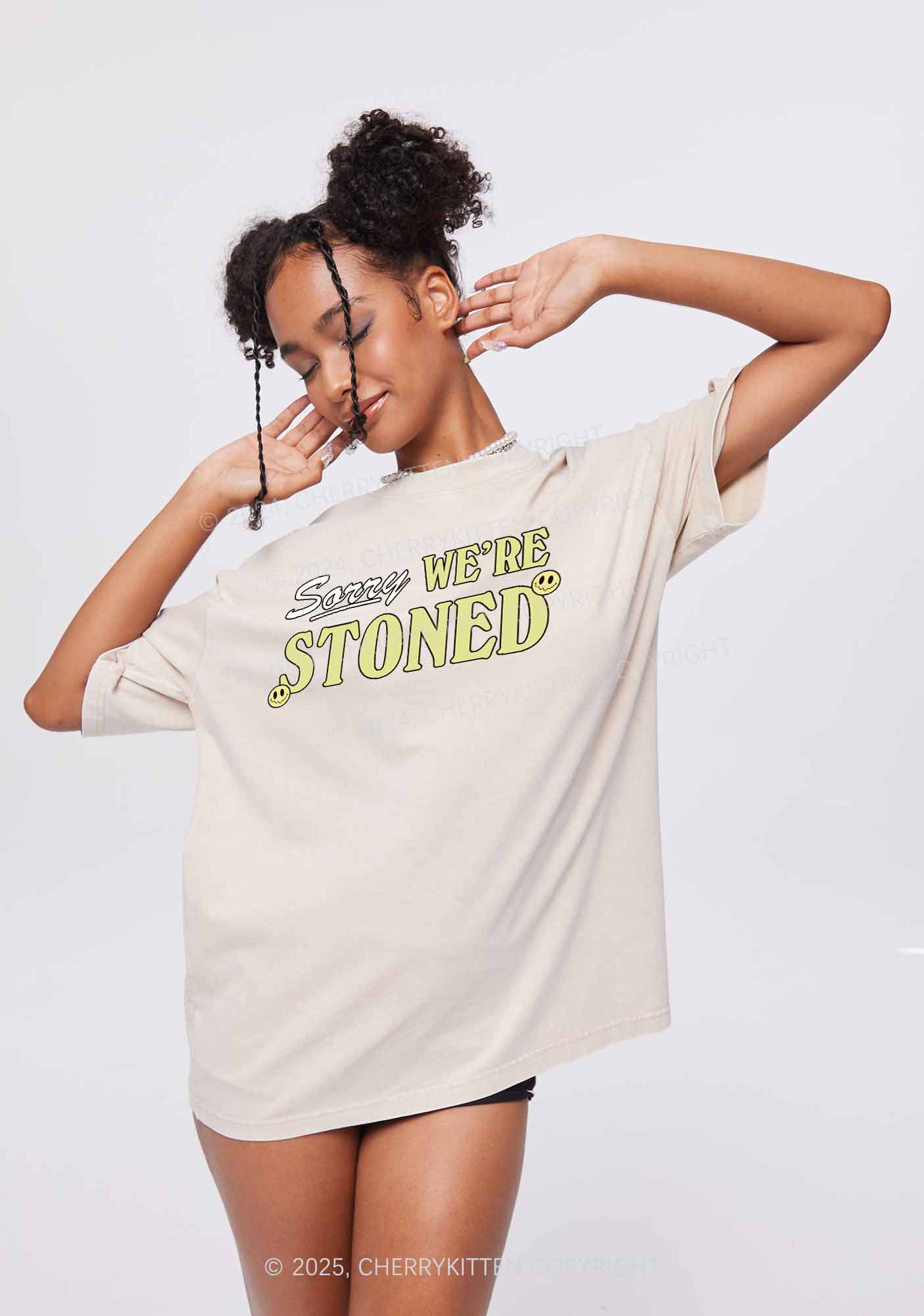 Sorry We're Stoned Y2K Washed Tee Cherrykitten - Image 2