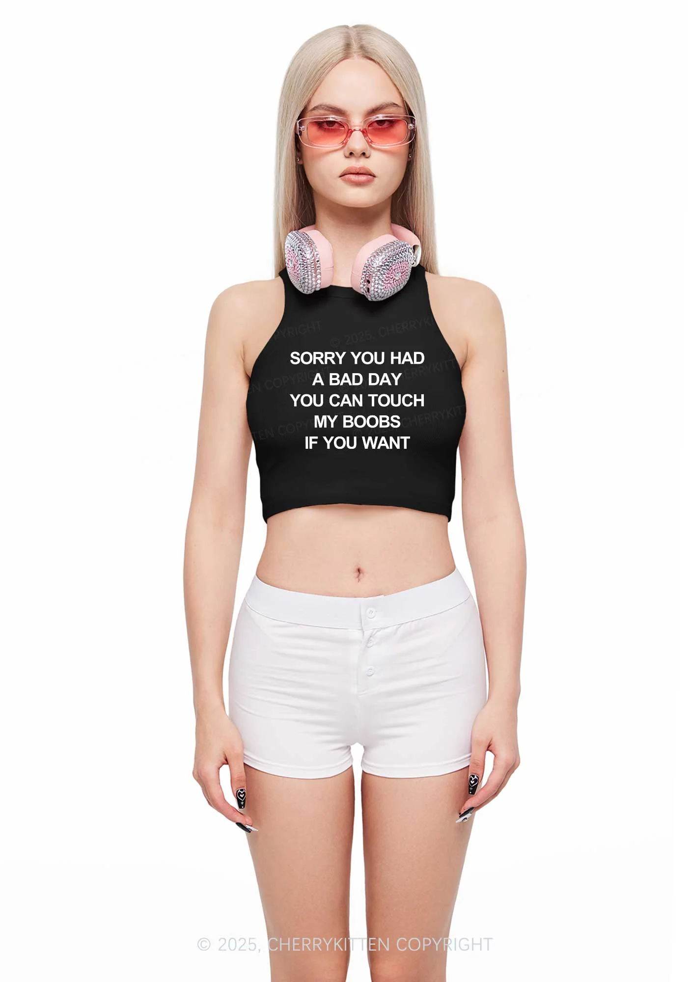 Sorry You Had A Bad Day Y2K Crop Tank Top Cherrykitten - Image 2