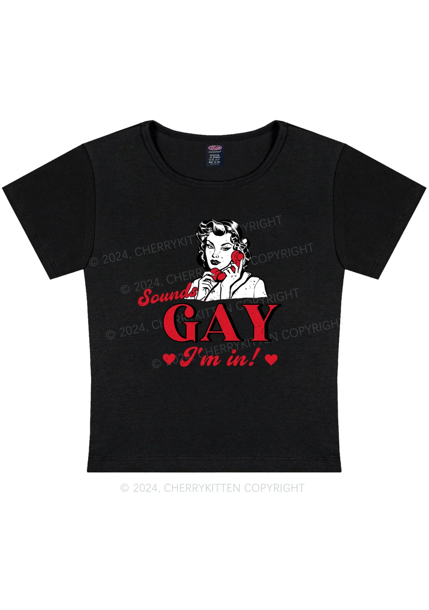 Sounds Gay Calling Y2K Baby Tee Cherrykitten - Image 10