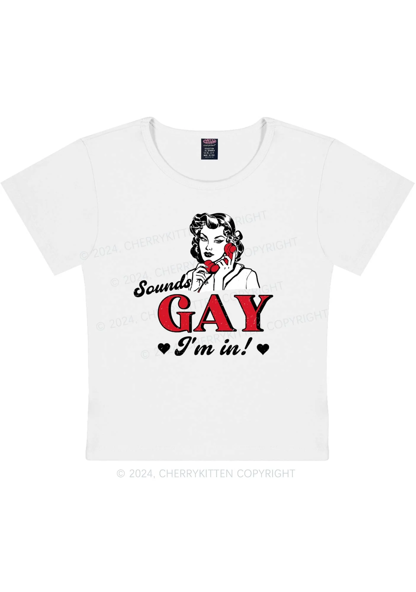 Sounds Gay Calling Y2K Baby Tee Cherrykitten - Image 3