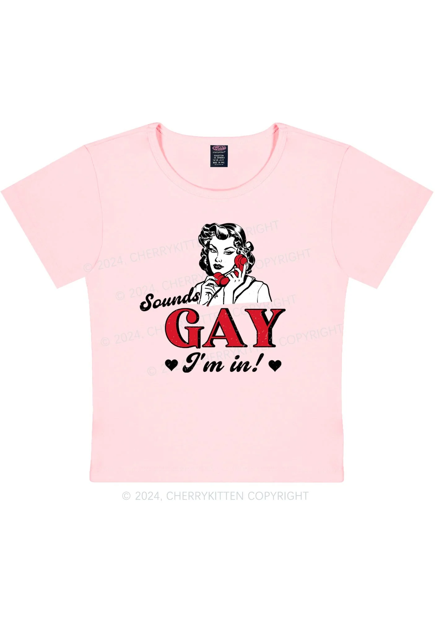 Sounds Gay Calling Y2K Baby Tee Cherrykitten - Image 4
