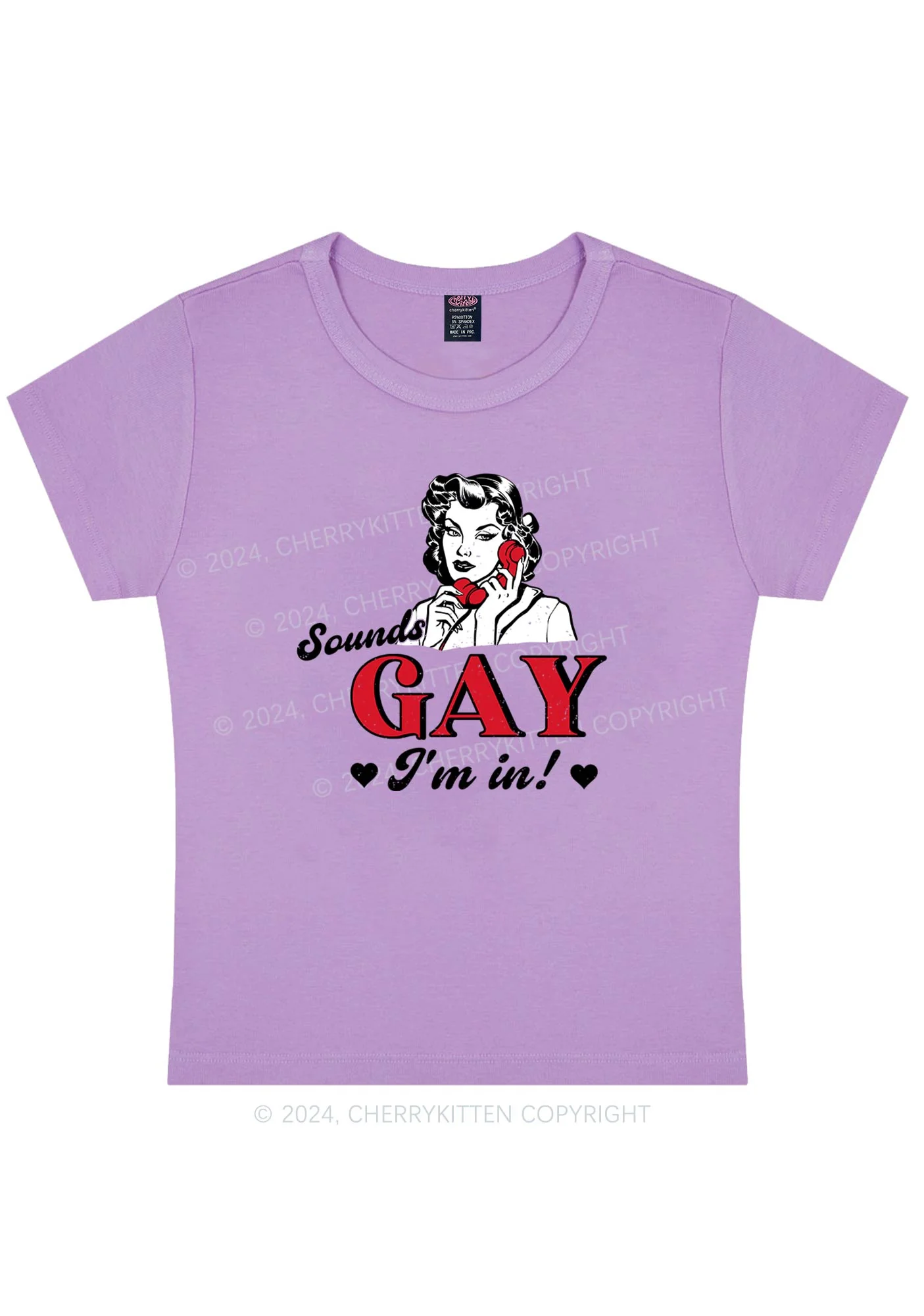 Sounds Gay Calling Y2K Baby Tee Cherrykitten - Image 6