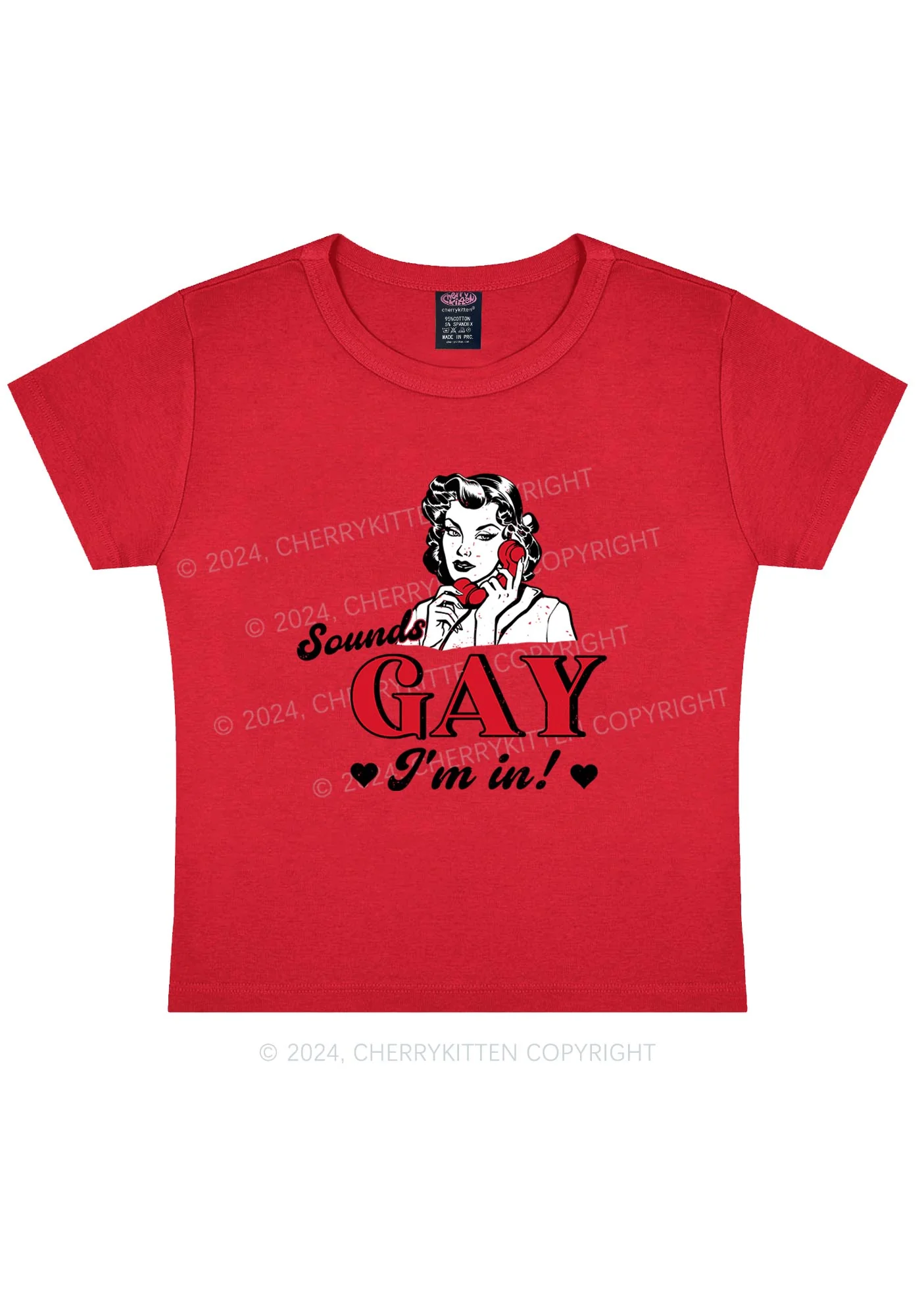 Sounds Gay Calling Y2K Baby Tee Cherrykitten - Image 7