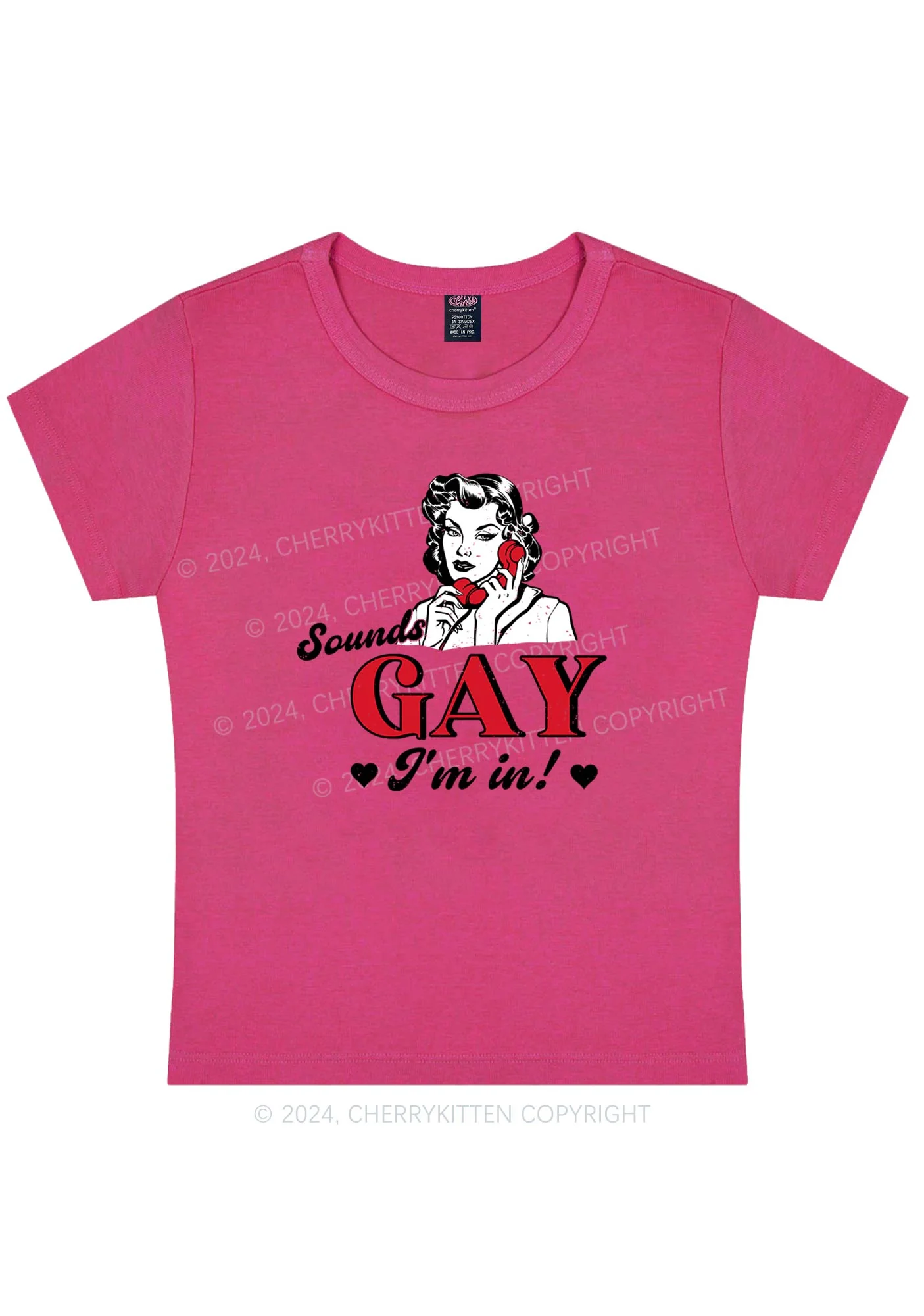 Sounds Gay Calling Y2K Baby Tee Cherrykitten - Image 8