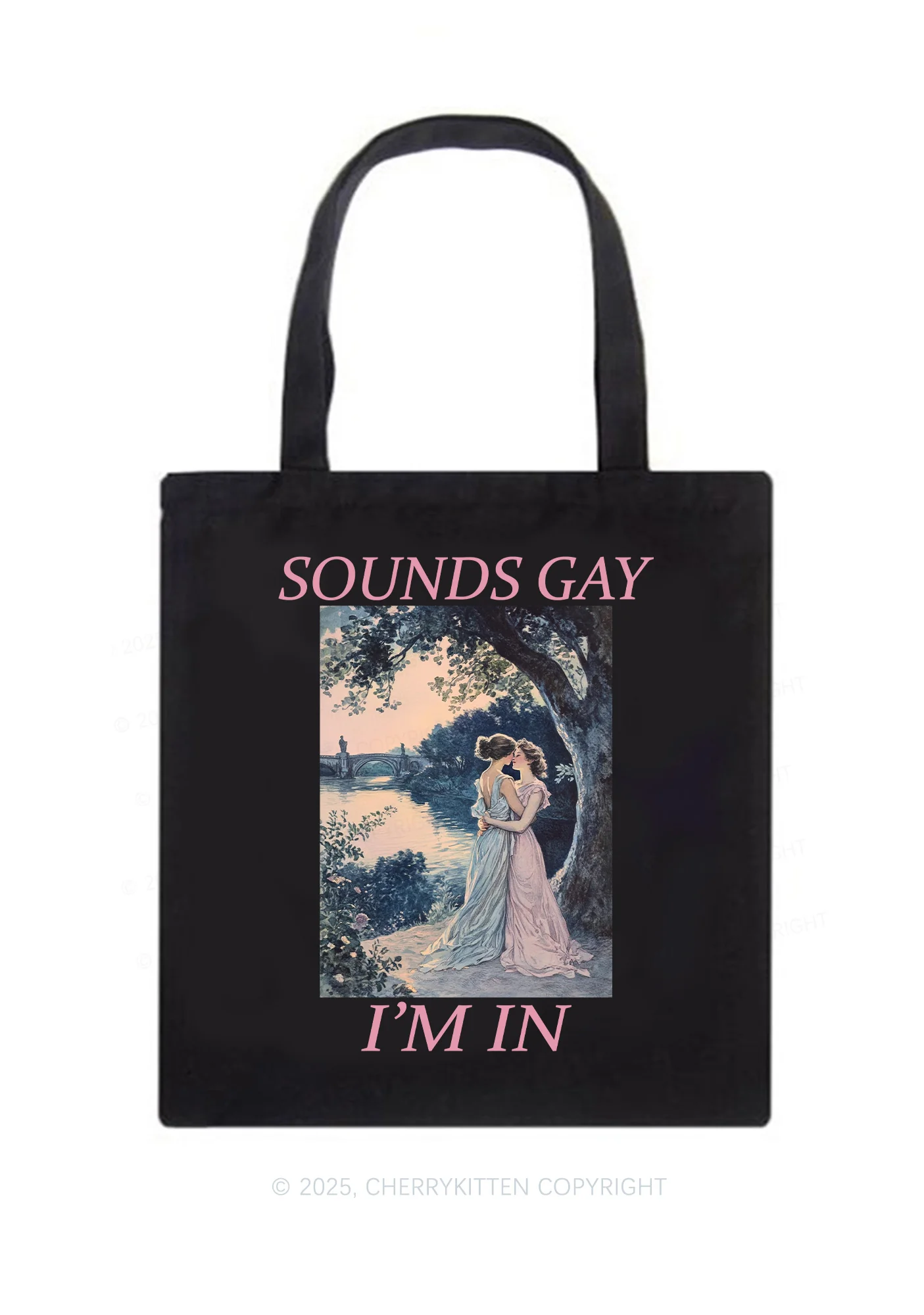Sounds Gay Im In Pride Y2K Canvas Tote Bag Cherrykitten - Image 3