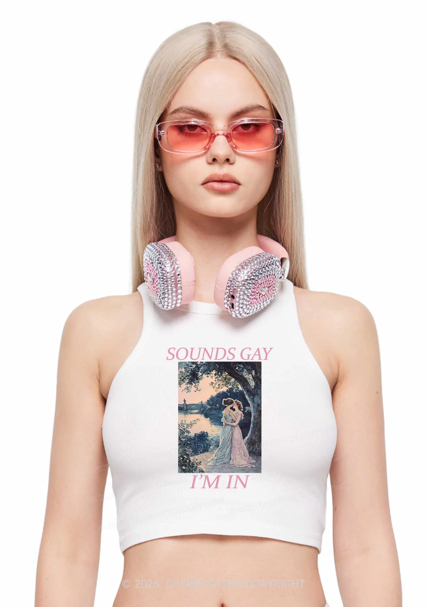 Sounds Gay Im In Pride Y2K Crop Tank Top Cherrykitten - Image 2