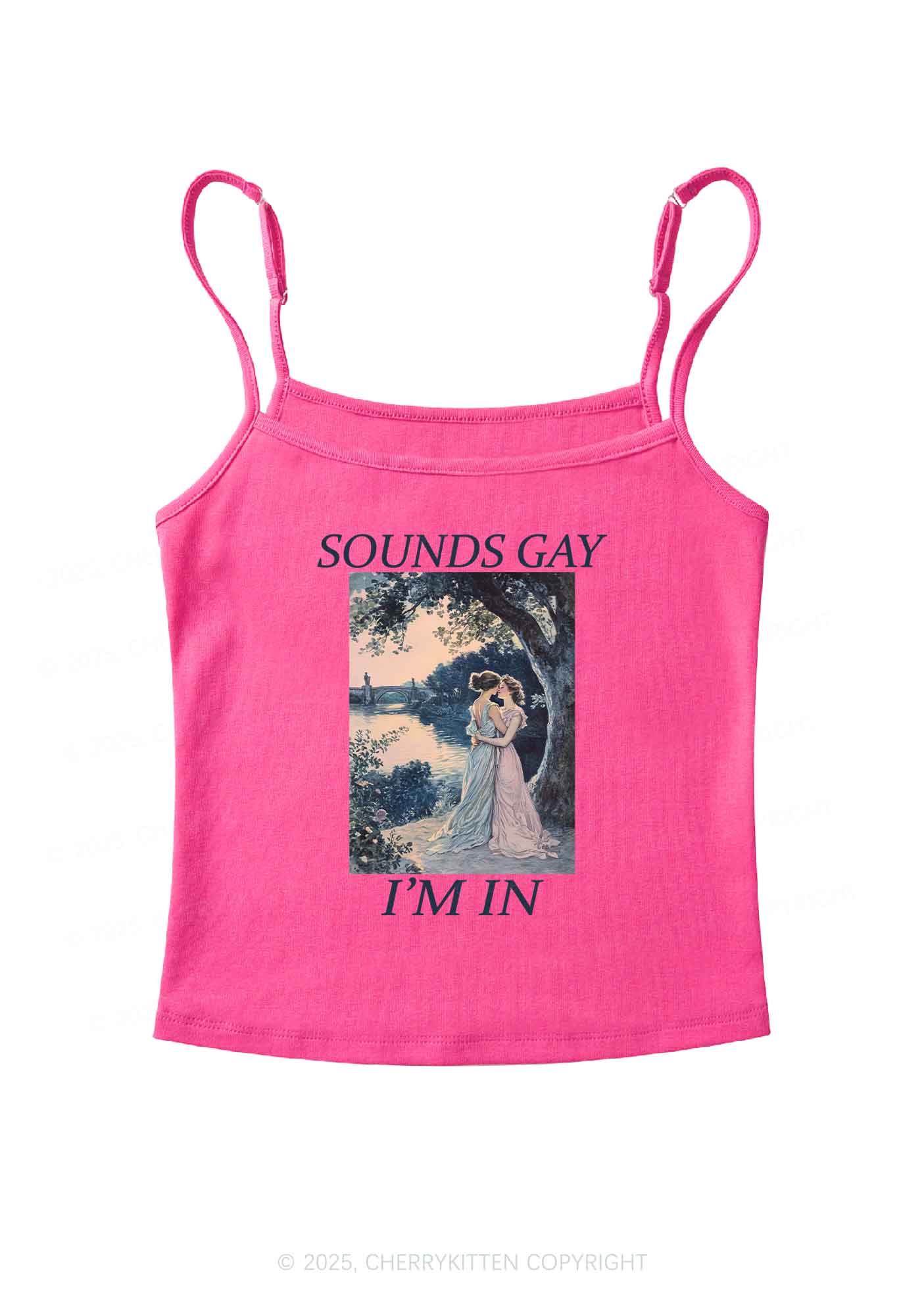 Sounds Gay Im In Pride Y2K Spaghetti Strap Cami Cherrykitten - Image 4