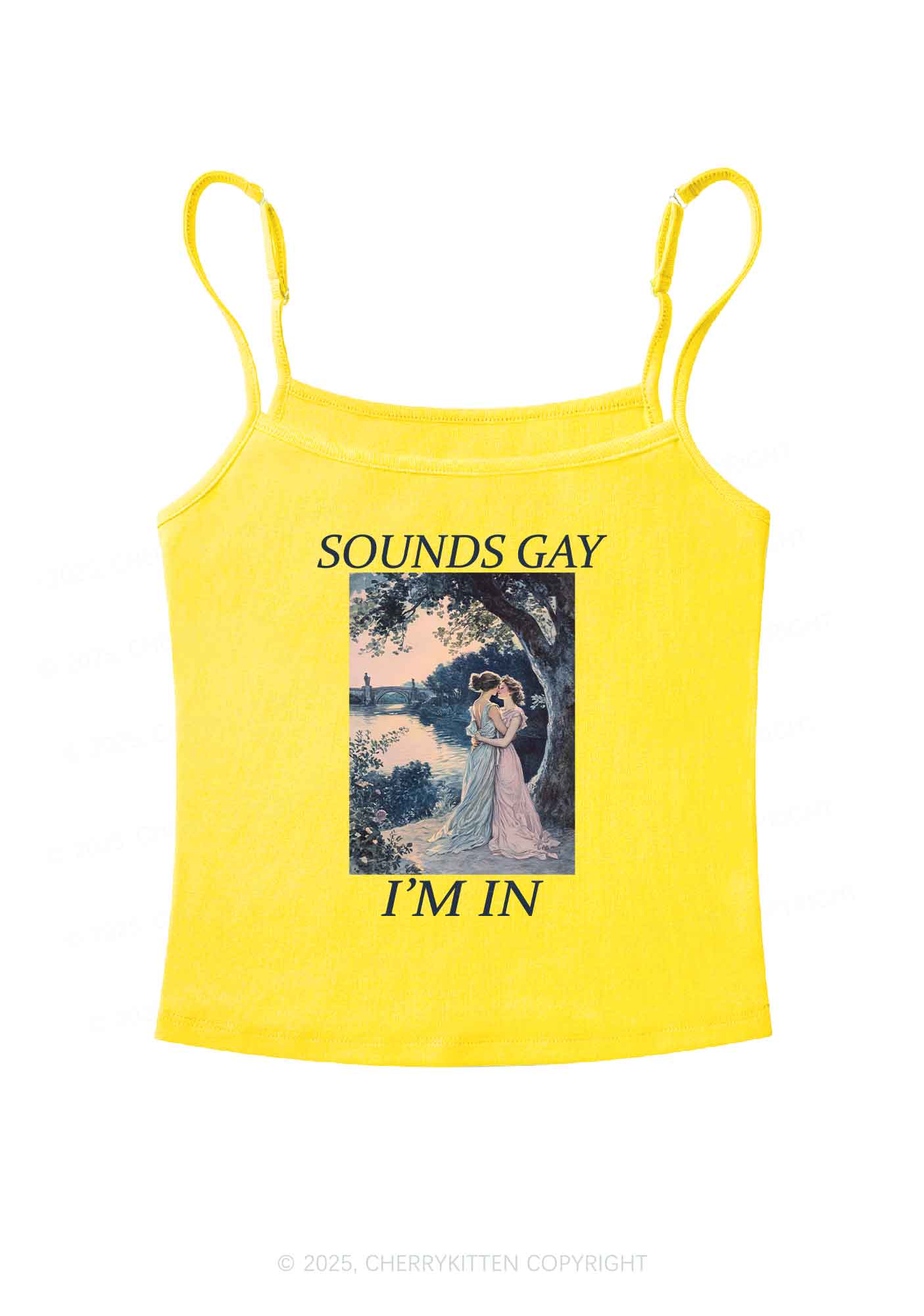 Sounds Gay Im In Pride Y2K Spaghetti Strap Cami Cherrykitten - Image 5