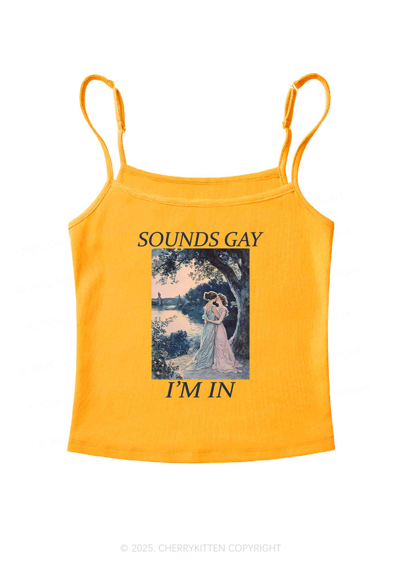 Sounds Gay Im In Pride Y2K Spaghetti Strap Cami Cherrykitten - Image 7