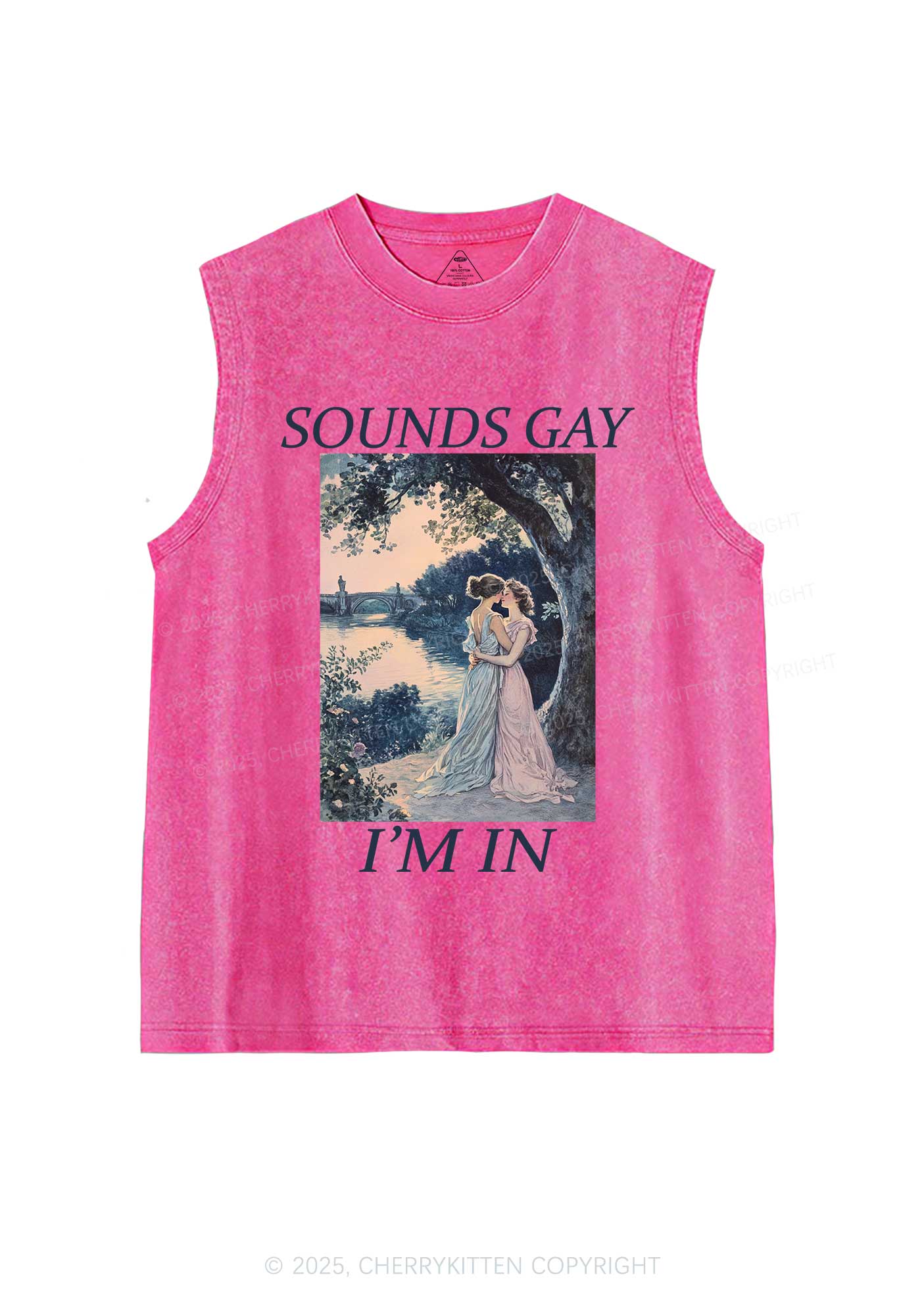 Sounds Gay Im In Pride Y2K Washed Muscle Tank Cherrykitten - Image 3