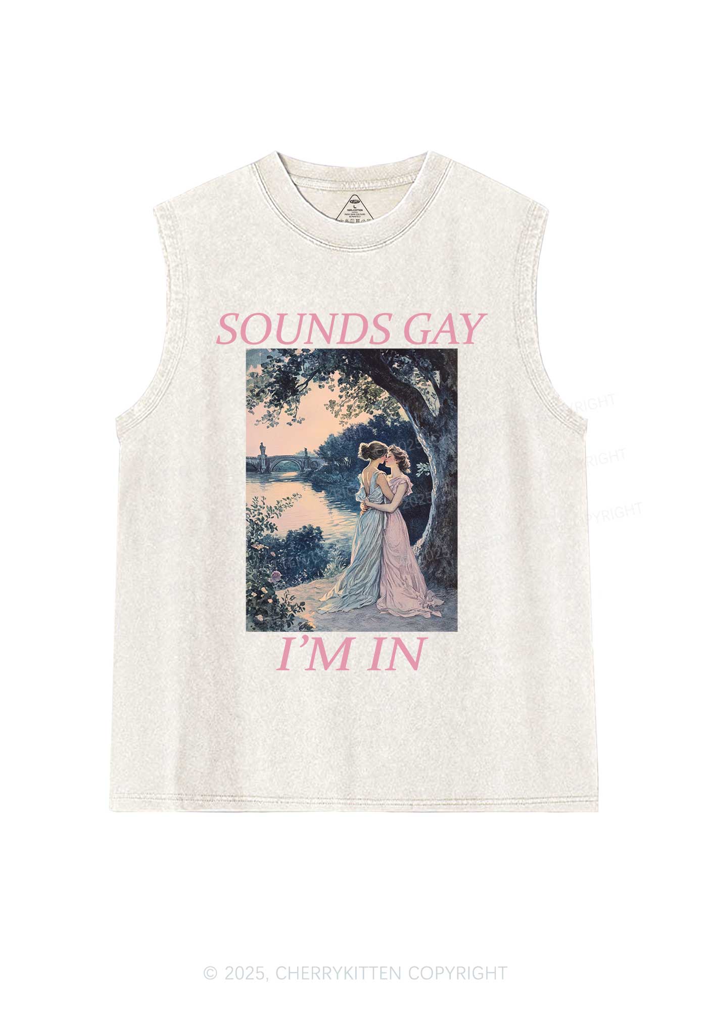 Sounds Gay Im In Pride Y2K Washed Muscle Tank Cherrykitten - Image 4