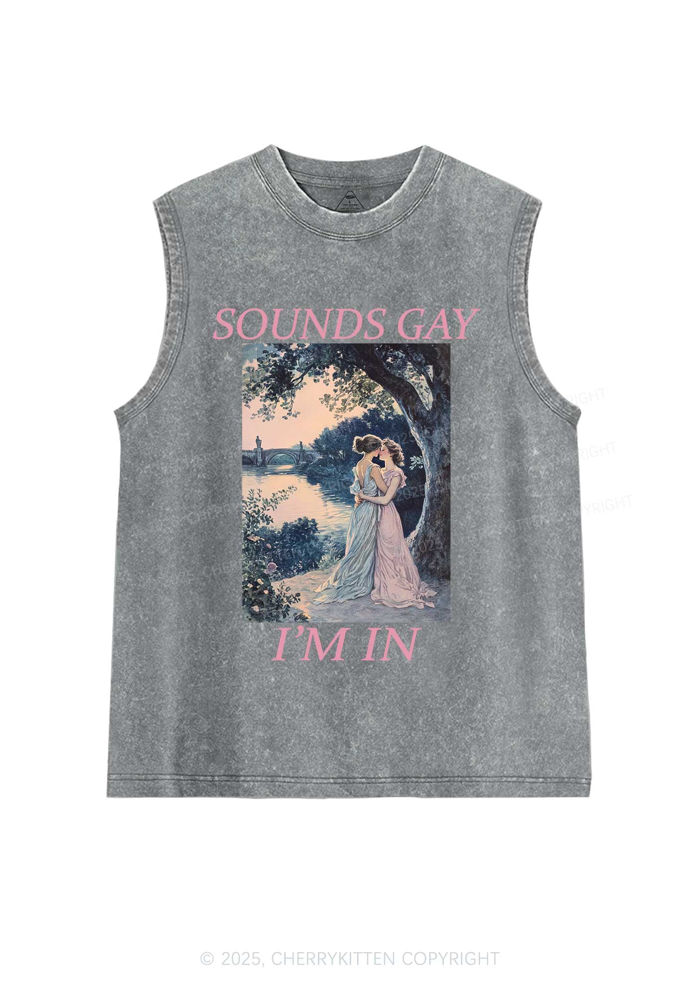 Sounds Gay Im In Pride Y2K Washed Muscle Tank Cherrykitten - Image 5