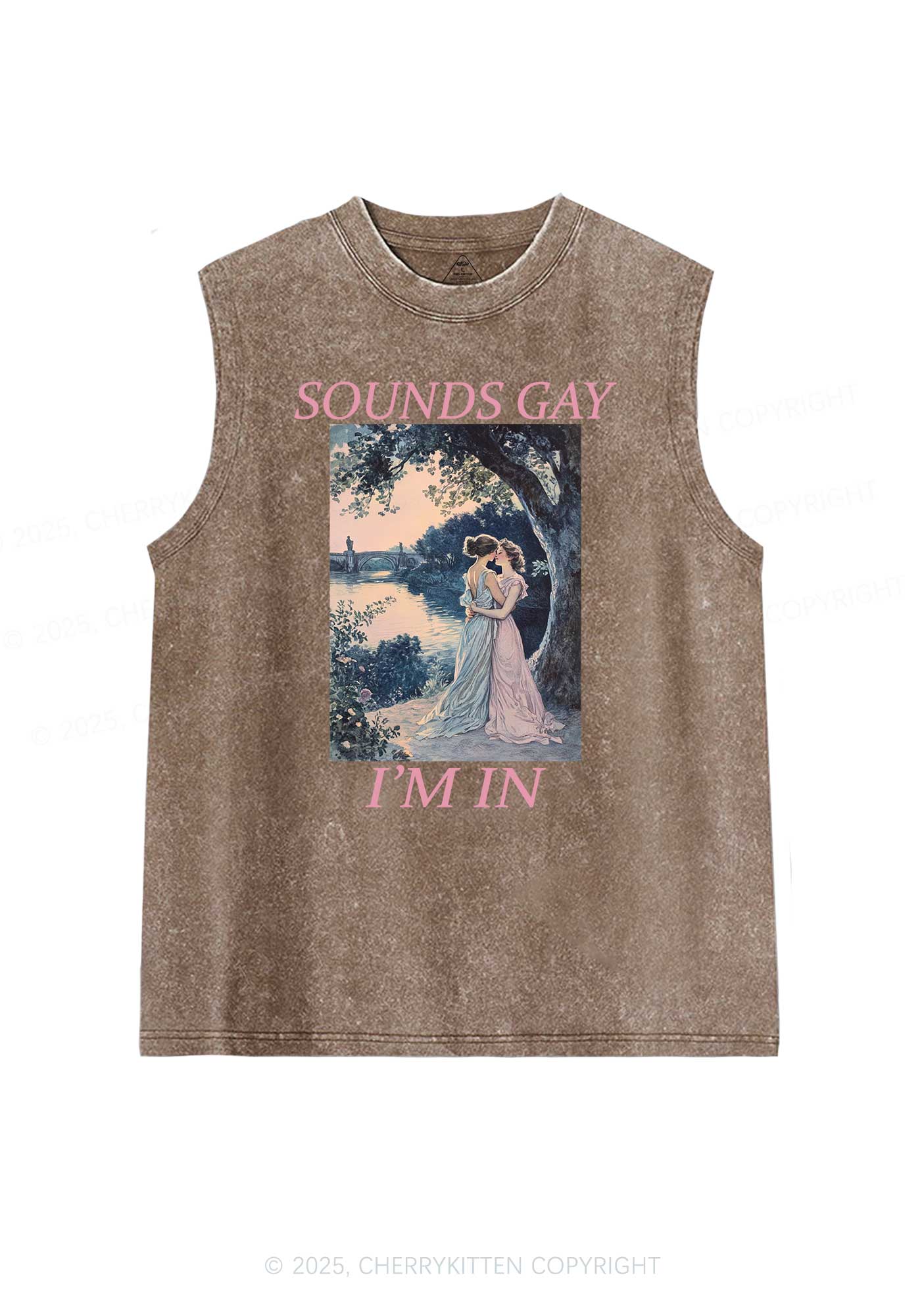 Sounds Gay Im In Pride Y2K Washed Muscle Tank Cherrykitten - Image 6