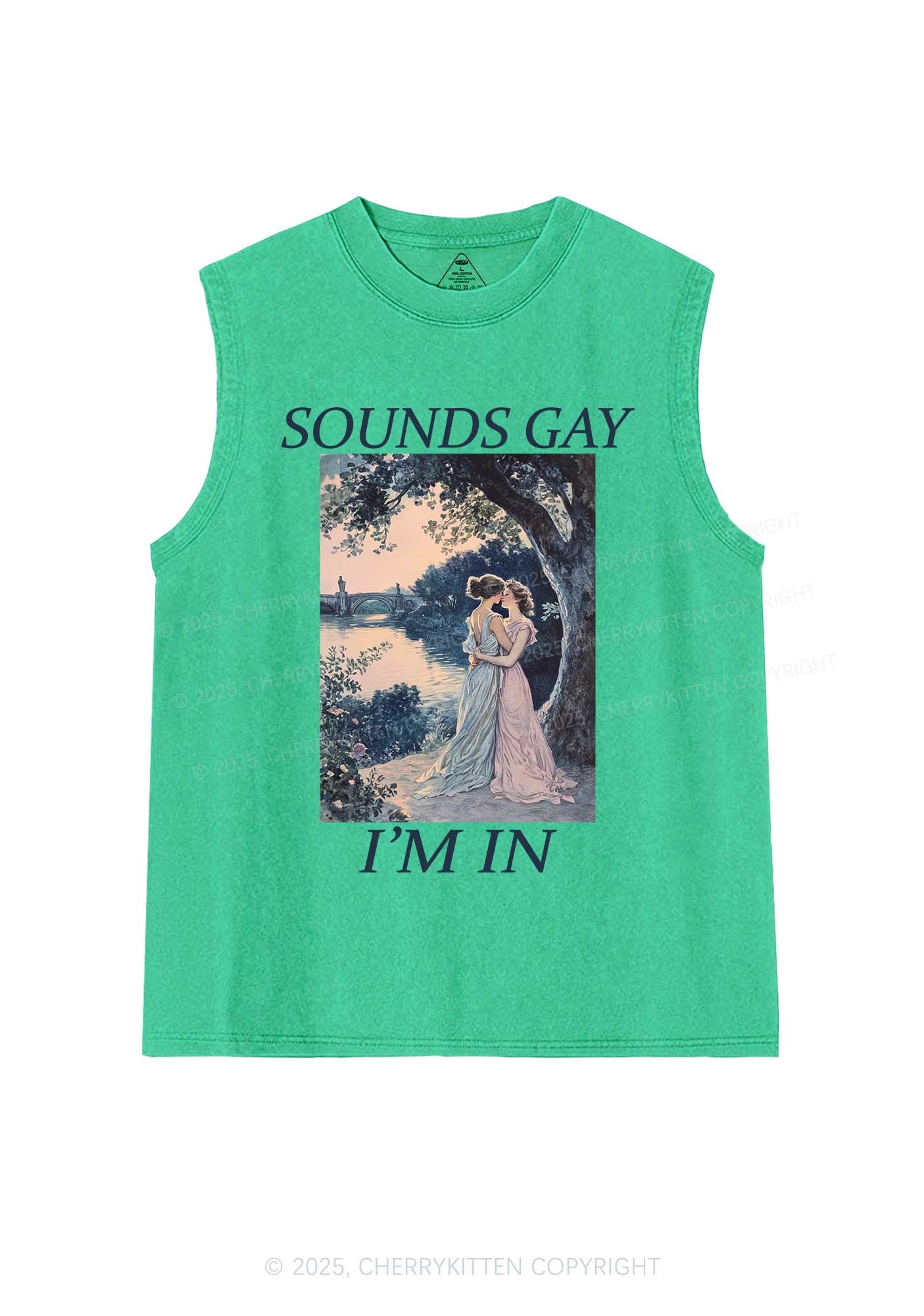 Sounds Gay Im In Pride Y2K Washed Muscle Tank Cherrykitten - Image 7