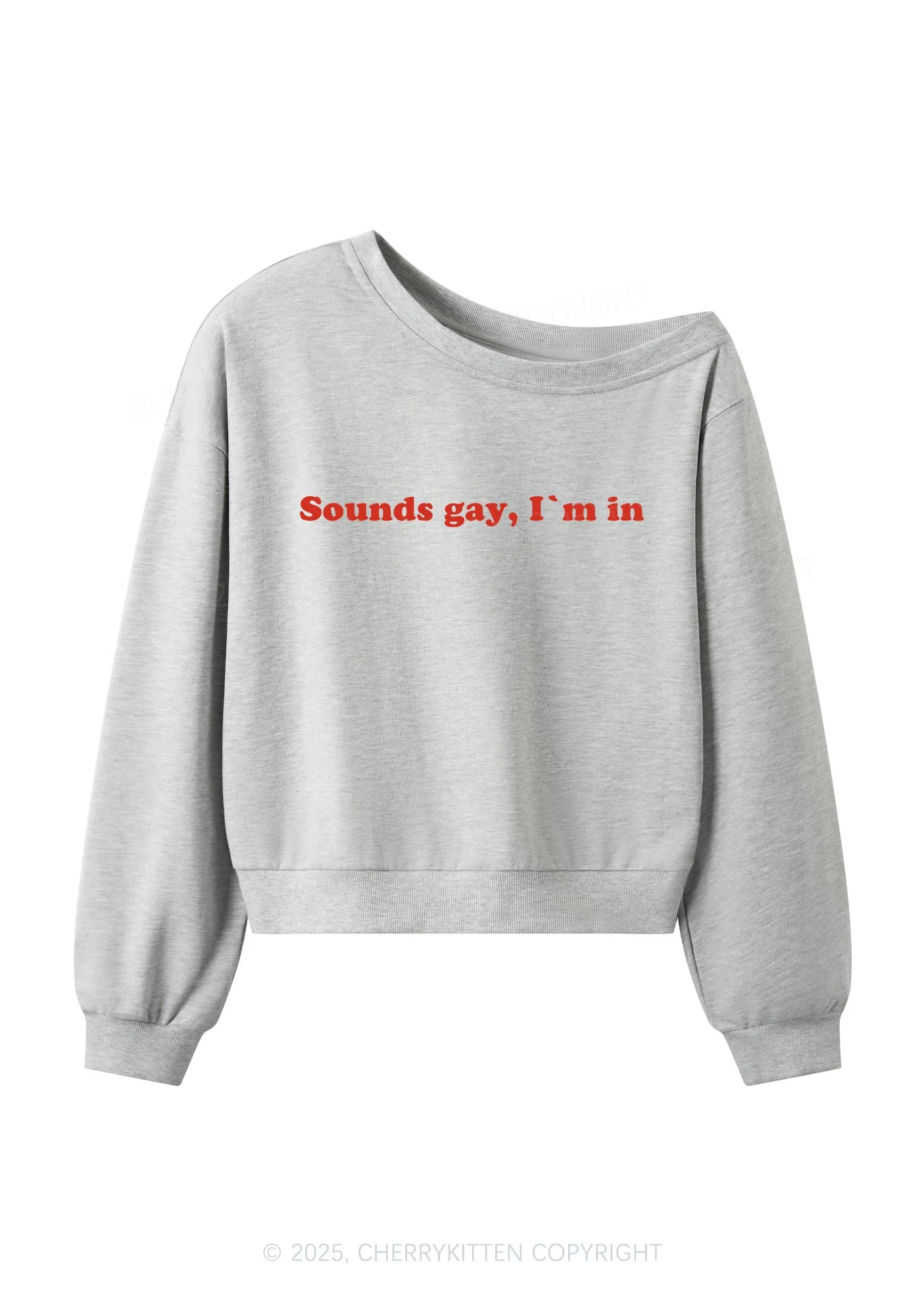 Sounds Gay Pride Y2K Off Shoulder Sweatshirts Cherrykitten - Image 3