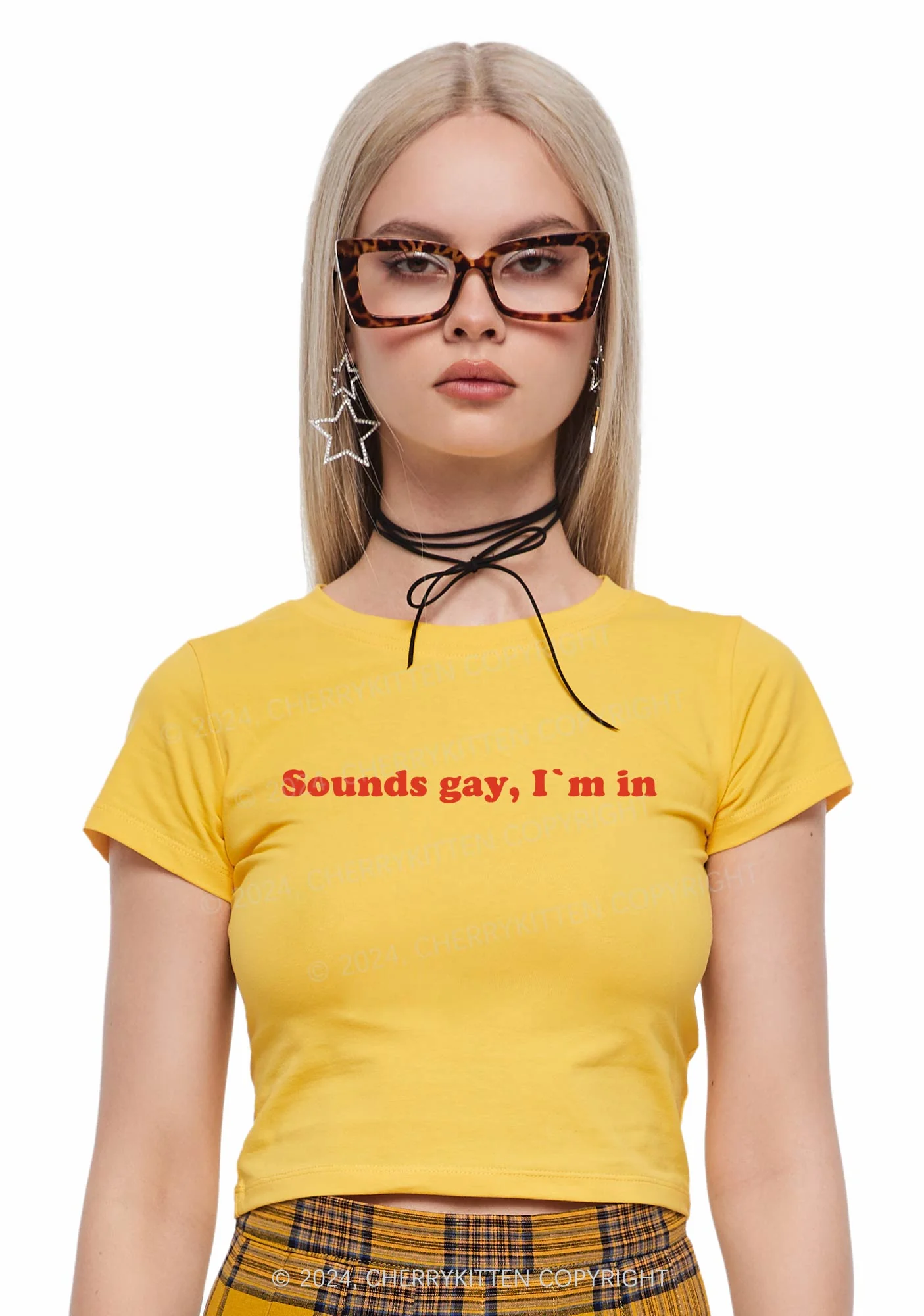 Sounds Gay Y2K Baby Tee Cherrykitten - Image 2