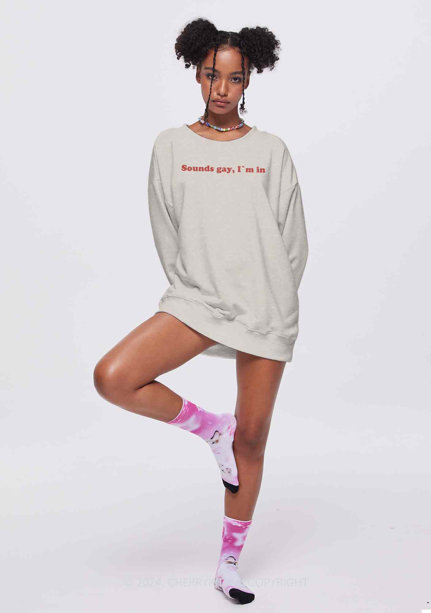Sounds Gay Y2K Washed Sweatshirts Cherrykitten - Image 2