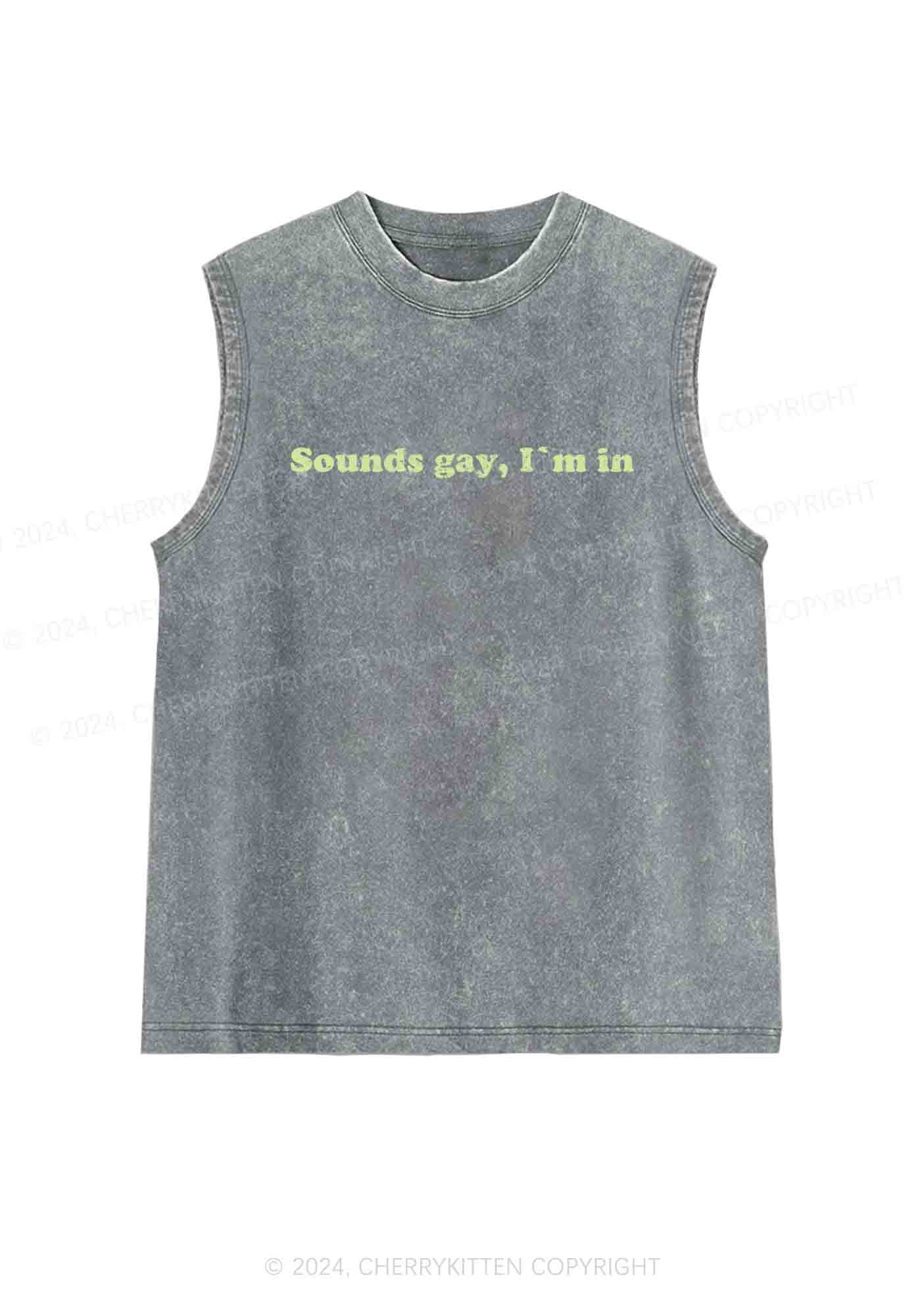 Sounds Gay Y2K Washed Tank Cherrykitten - Image 5