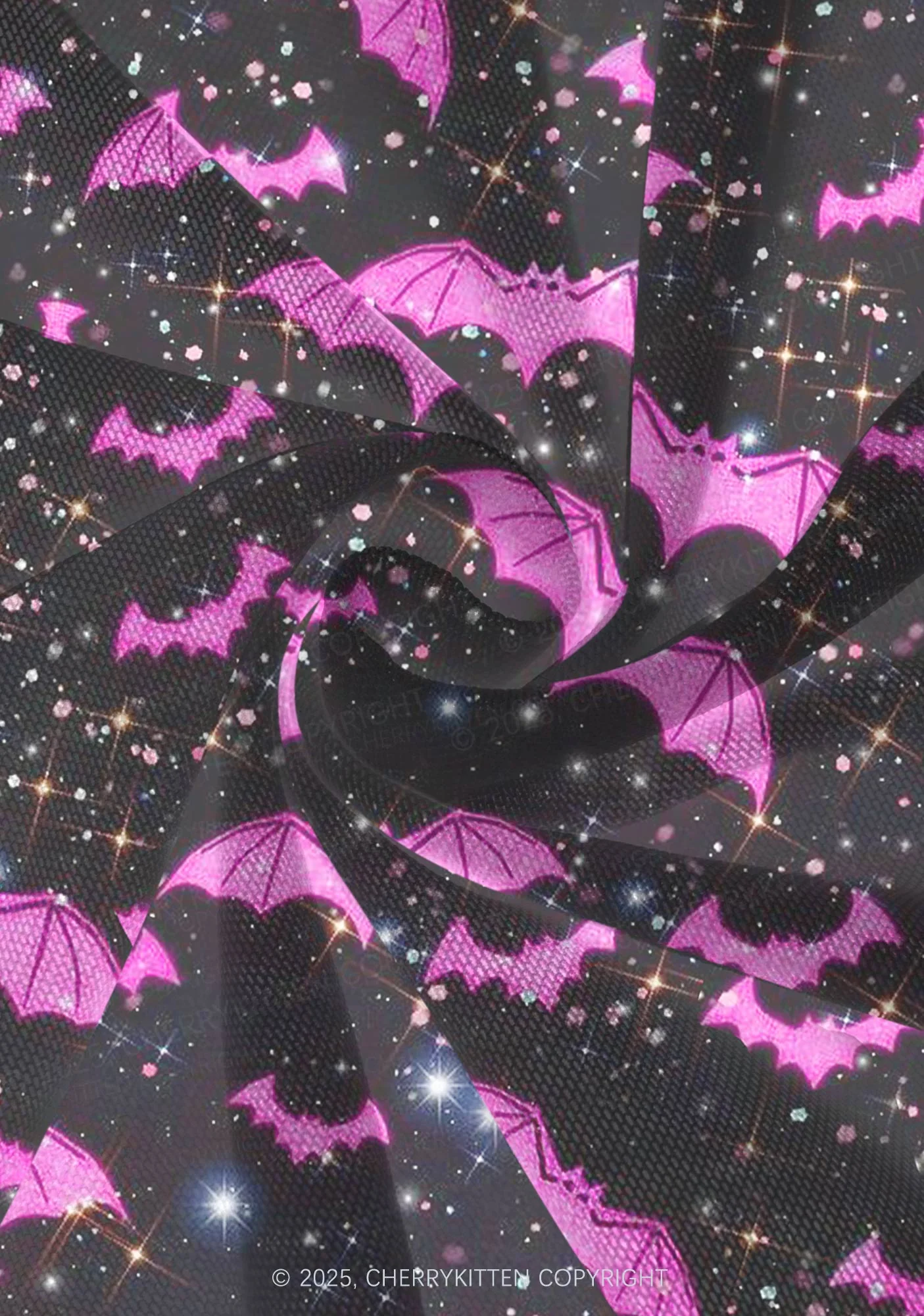 Sparkle Pink Bat Y2K Print Mini Layered Skirt Cherrykitten - Image 4