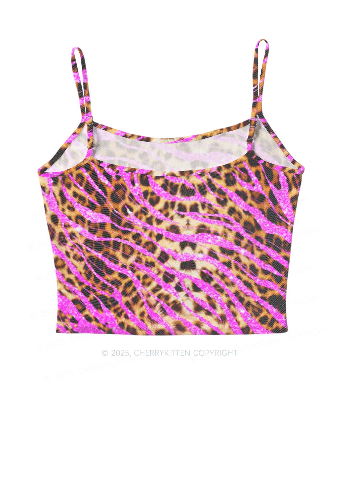 Sparkle Pink Leopard Y2K Mesh Cami Tank Cherrykitten - Image 3