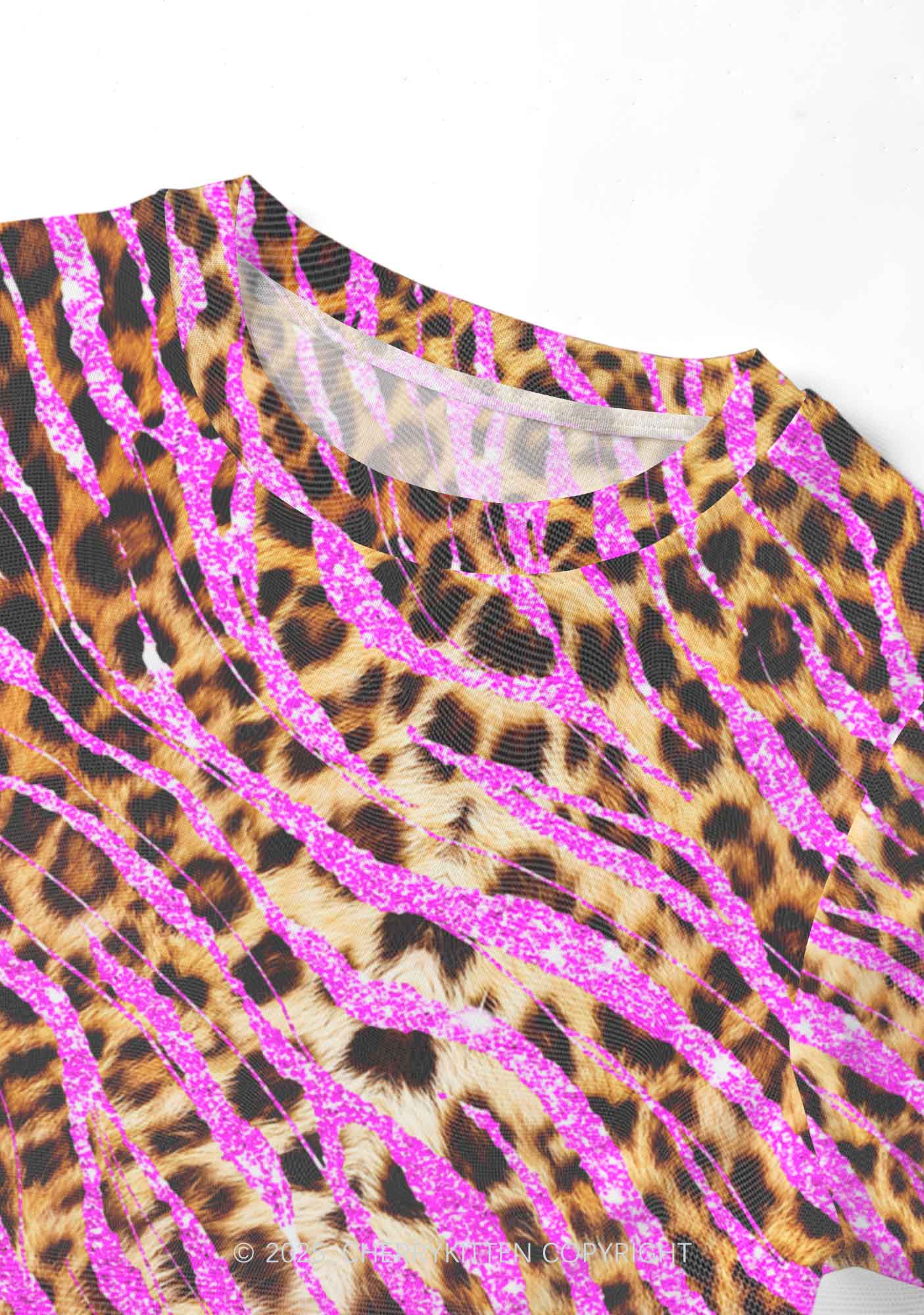 Sparkle Pink Leopard Y2K Mesh Crop Top Cherrykitten - Image 3