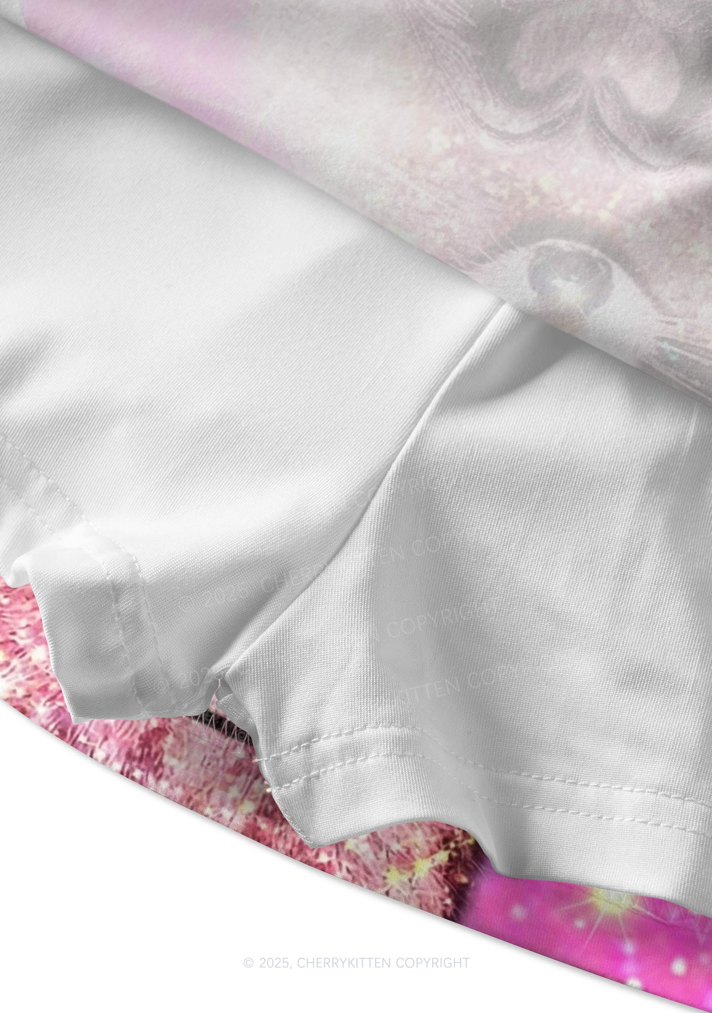 Sparkly Raccoon Heart Valentine's Day Y2K Print Mini Skirt Cherrykitten - Image 3