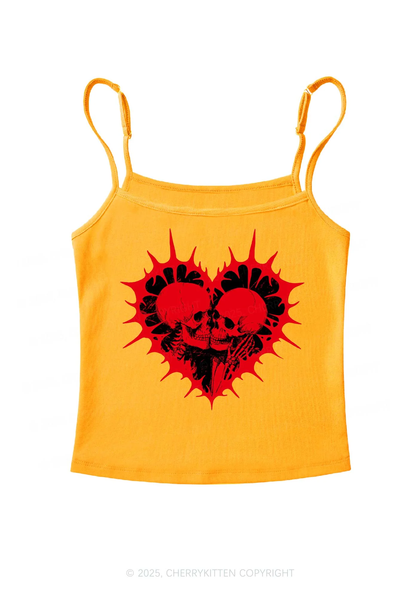 Spiked Heart Skulls Valentine's Day Y2K Spaghetti Strap Cami Cherrykitten - Image 7