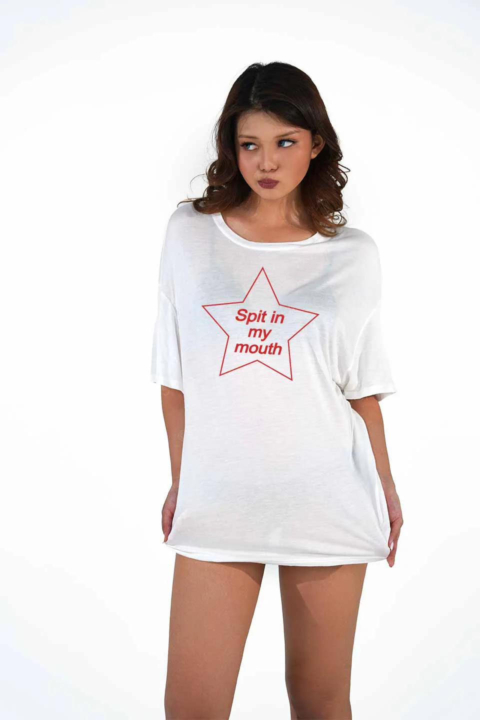 Spit In My Mouth Y2K Sheer Boyfriend Tee Cherrykitten - Image 2