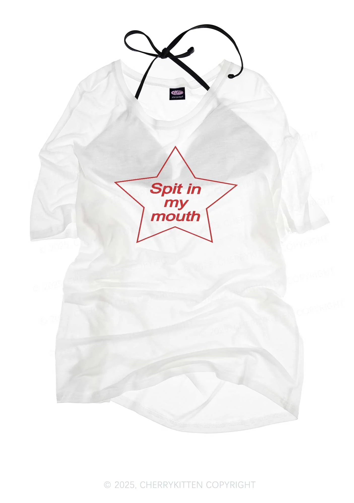 Spit In My Mouth Y2K Sheer Boyfriend Tee Cherrykitten - Image 3