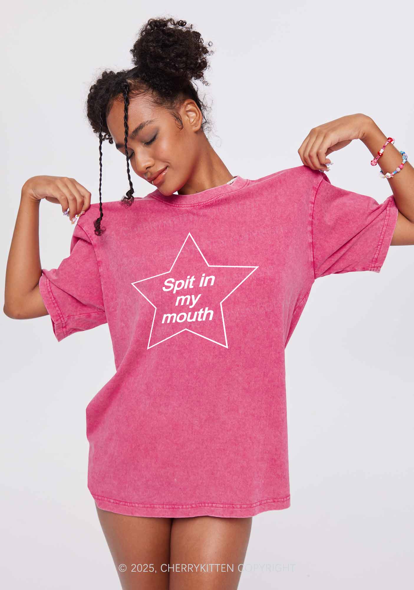 Spit In My Mouth Y2K Shirts Washed Tee Cherrykitten - Image 2