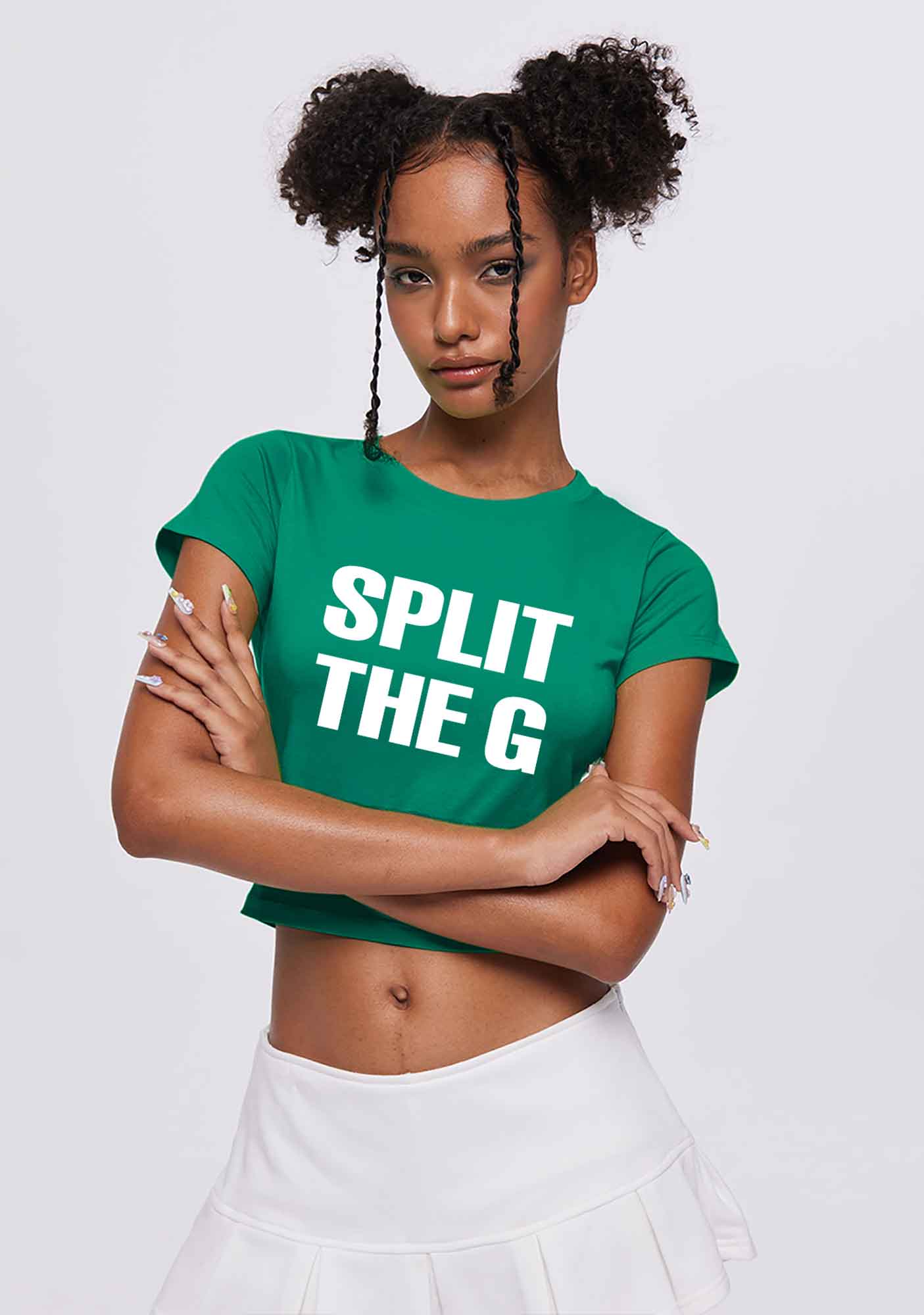 Split The G St Patricks Y2K Baby Tee Cherrykitten - Image 2
