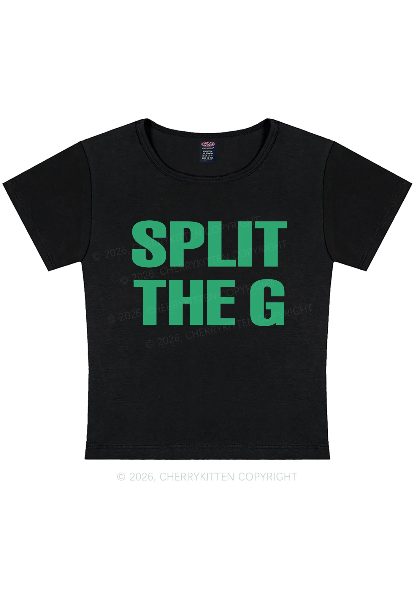 Split The G St Patricks Y2K Baby Tee Cherrykitten - Image 3