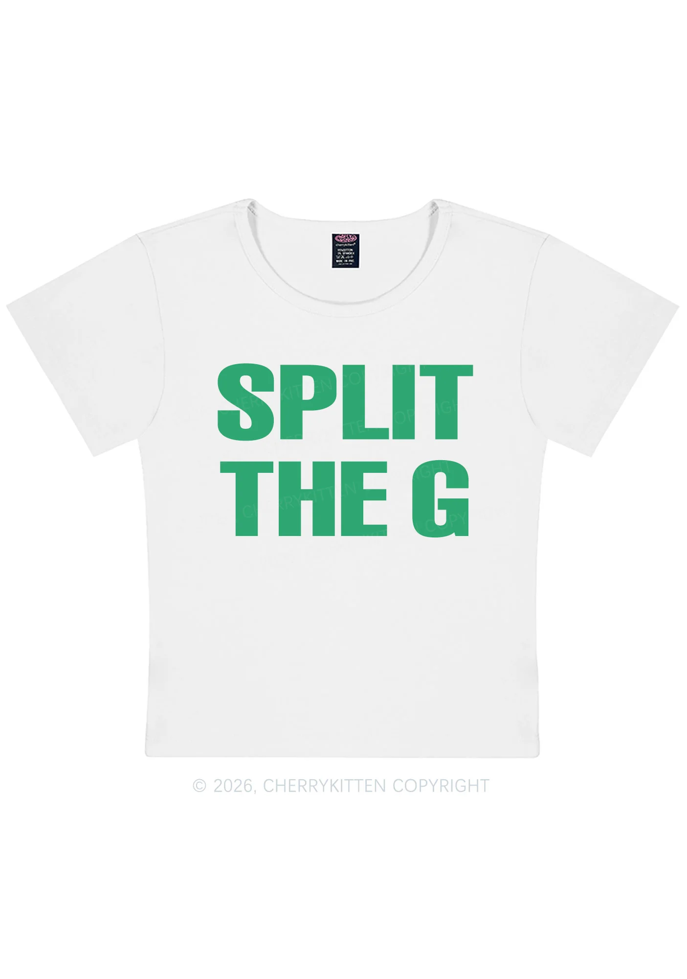 Split The G St Patricks Y2K Baby Tee Cherrykitten - Image 4