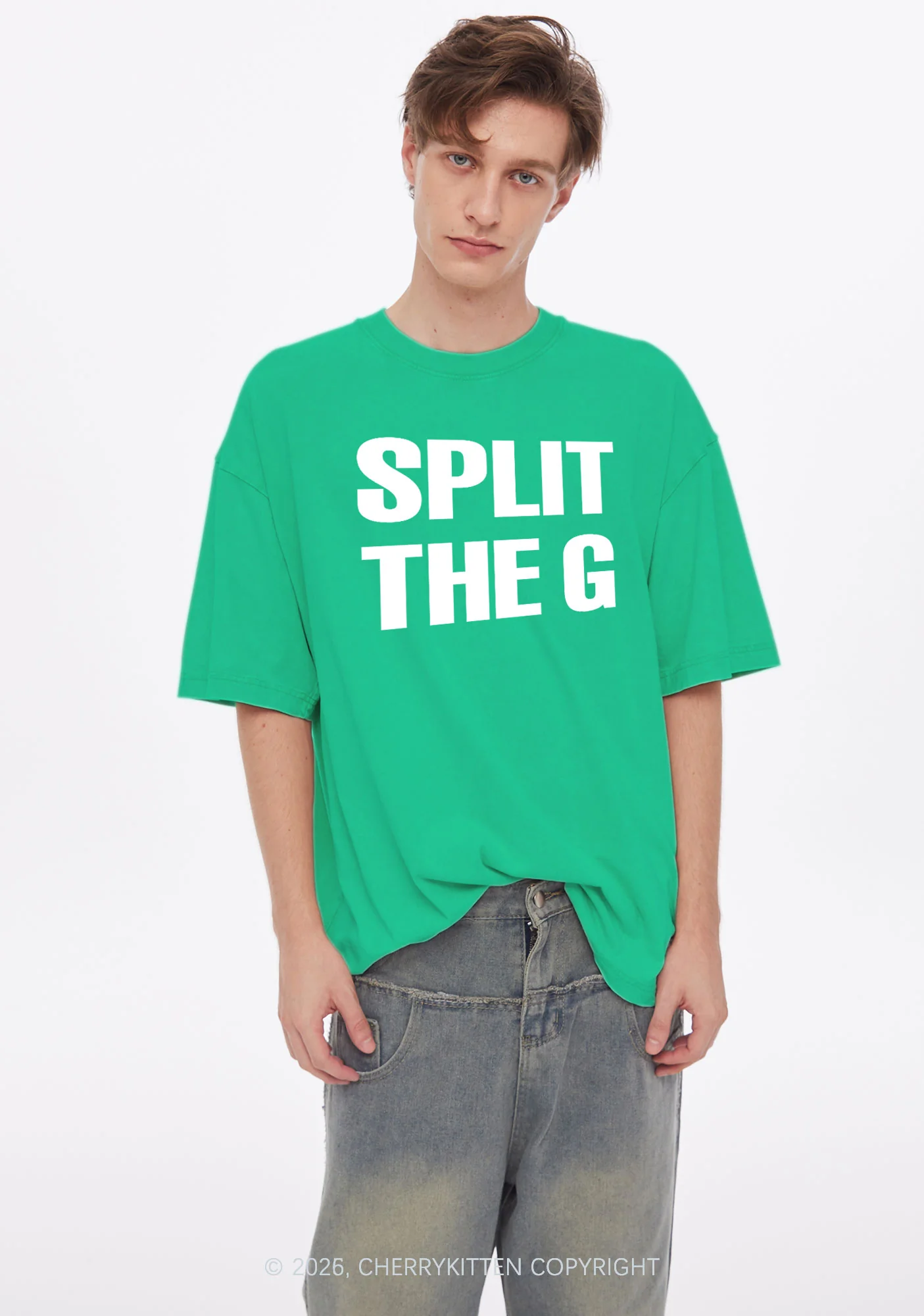 Split The G St Patricks Y2K Shirts Washed Tee Cherrykitten - Image 2