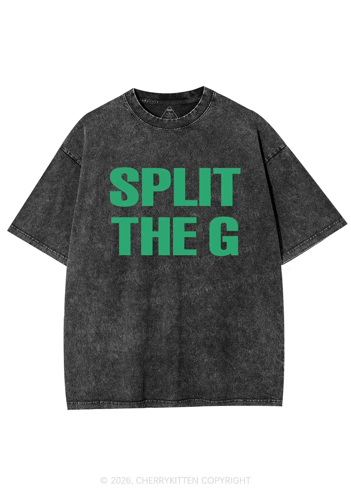 Split The G St Patricks Y2K Shirts Washed Tee Cherrykitten - Image 3